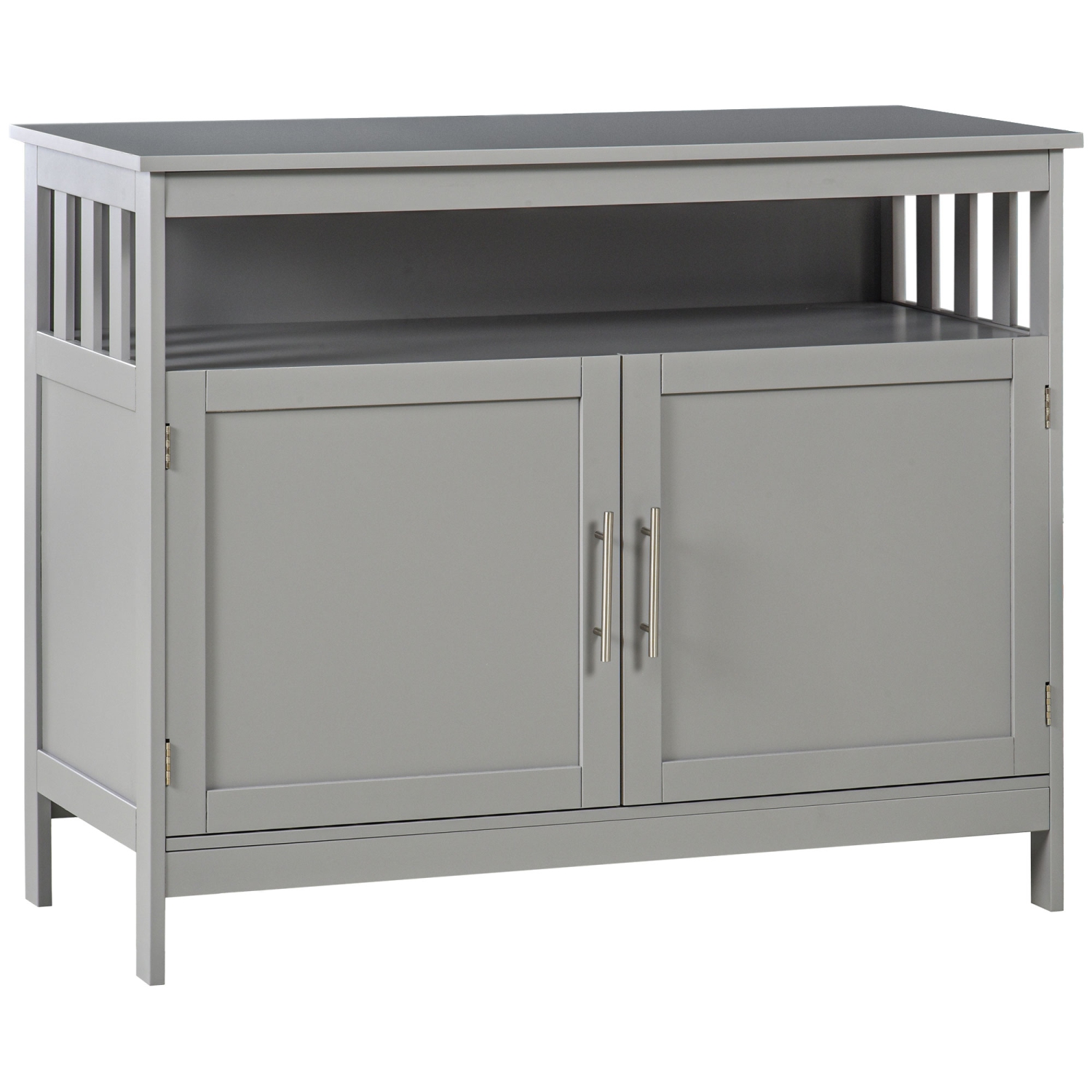 Buffet de cuisine, buffet, console de rangement en bois avec armoire à 2 niveaux et tablette ouverte de HOMCOM, gris