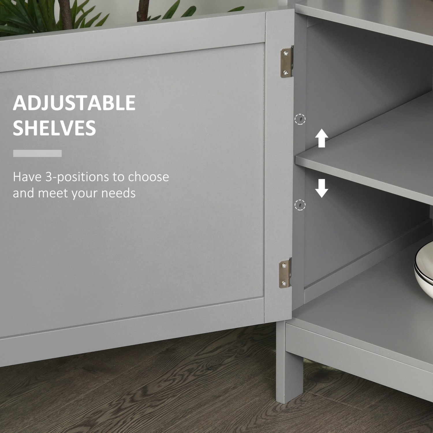 Buffet de cuisine, buffet, console de rangement en bois avec armoire à 2 niveaux et tablette ouverte de HOMCOM, gris