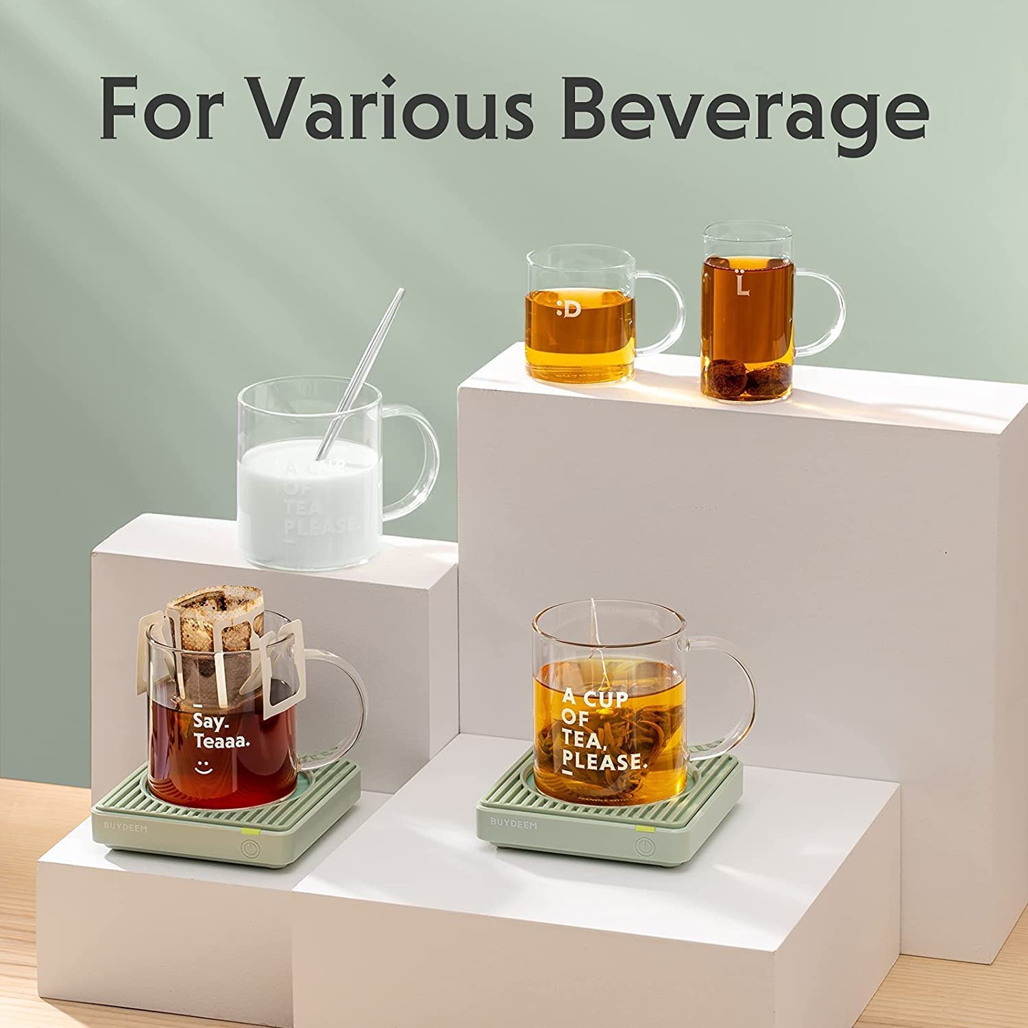 BUYDEEM OA20013 Extra Wide Mug Warmer, One-Touch Beverage Cup Warmer with 2 Temperature Settings and Auto Shut-Off for Office Desk Use