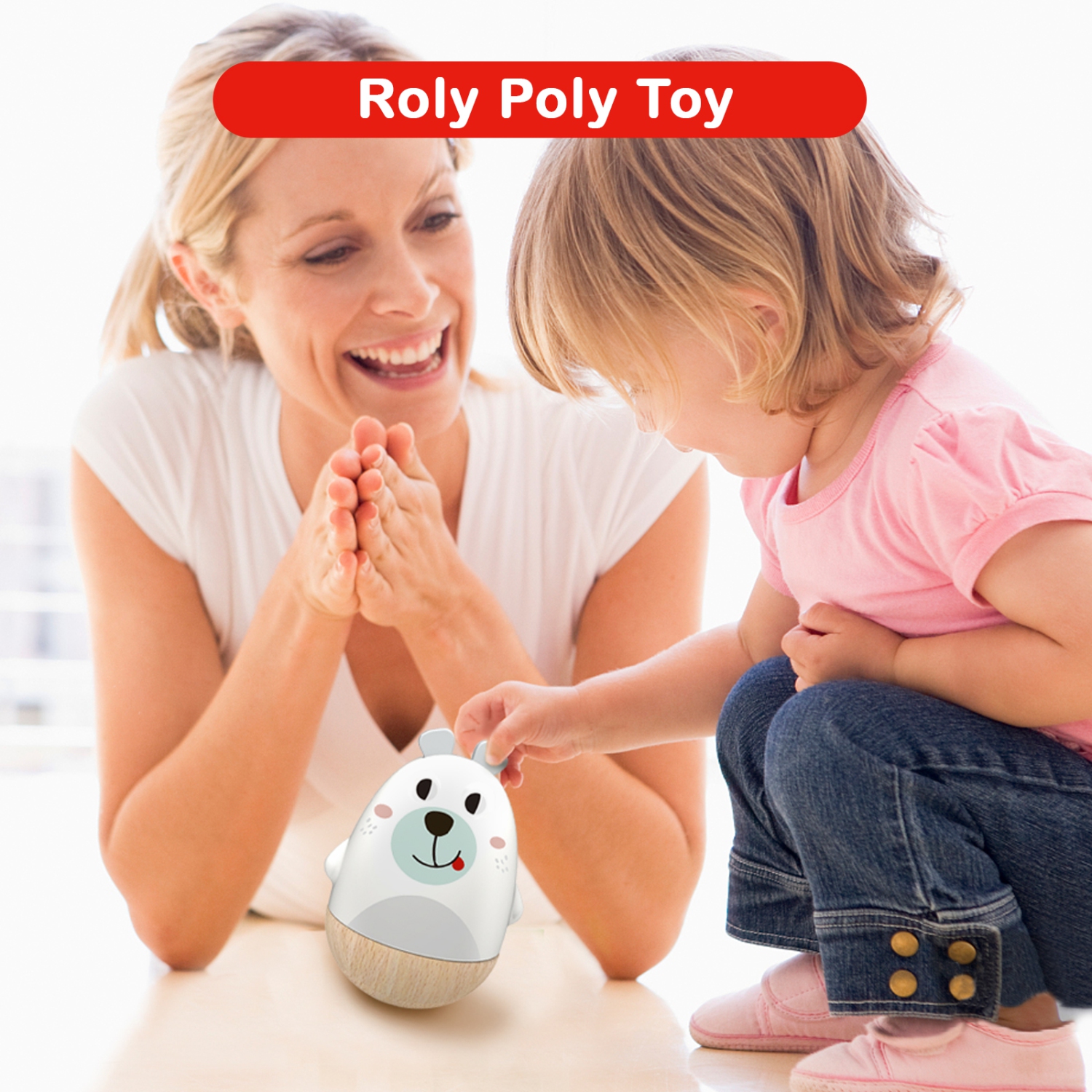 TOOKYLAND Bear Wind-Up Musical Wobbler - Roly Poly Tumbler Toy, Ages 12m+