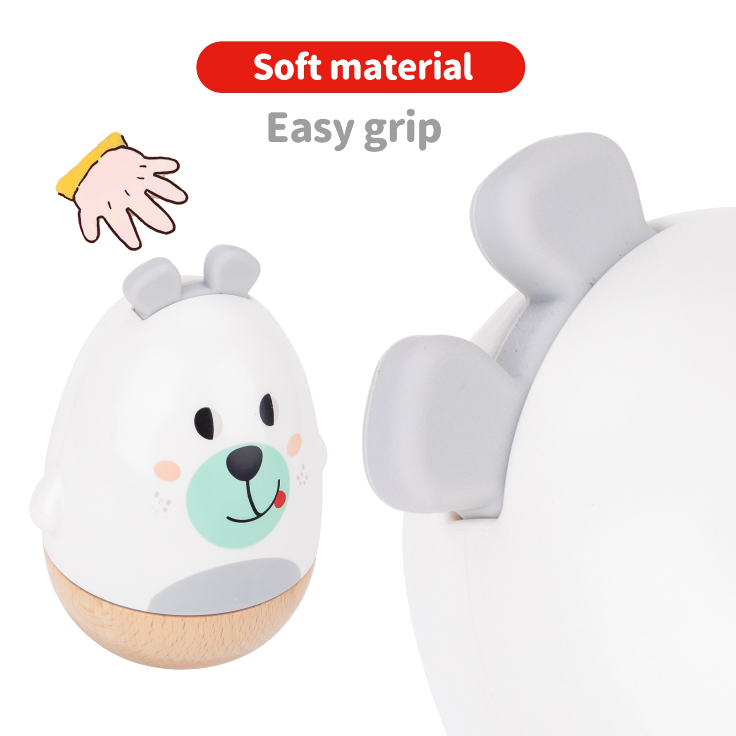 TOOKYLAND Bear Wind-Up Musical Wobbler - Roly Poly Tumbler Toy, Ages 12m+