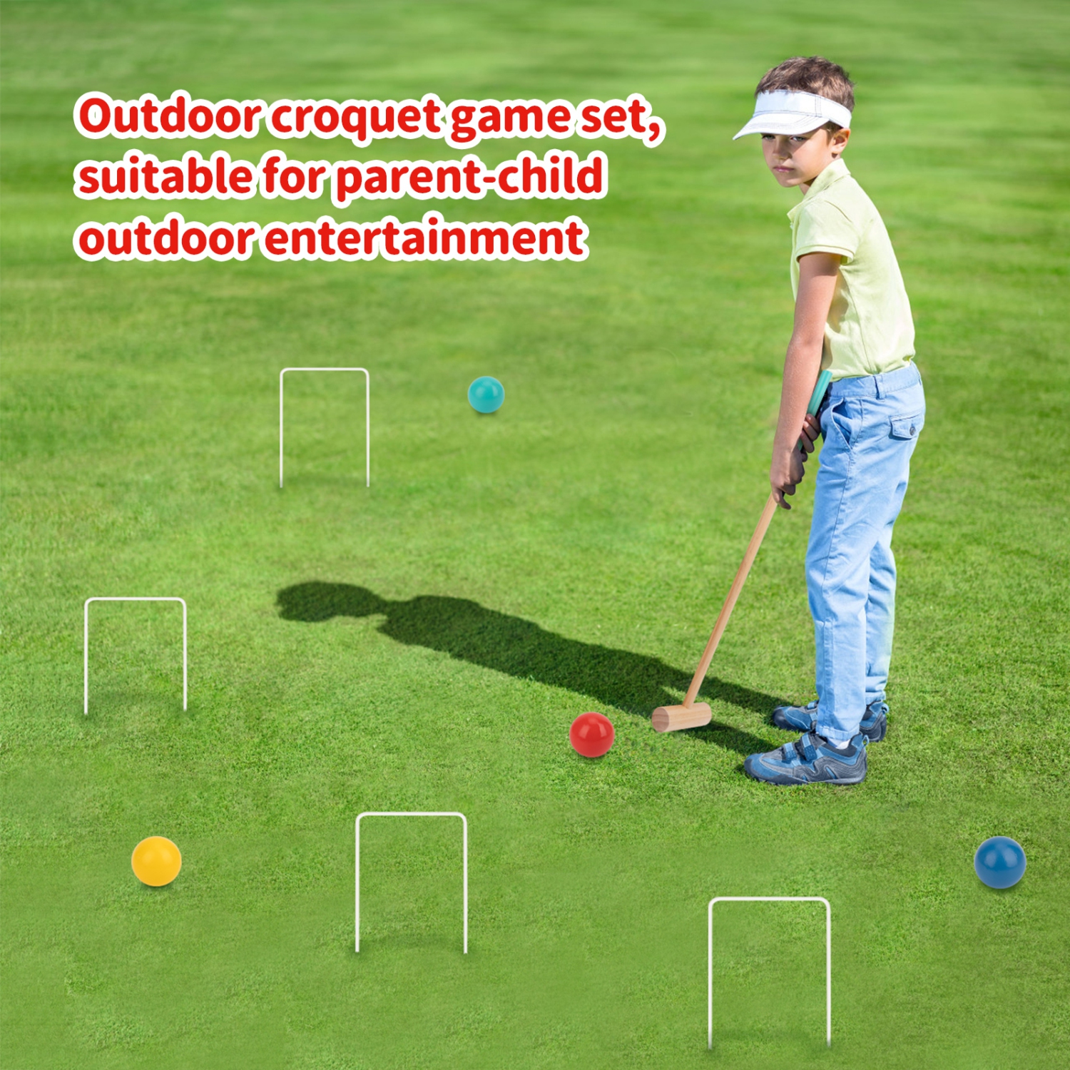 TOOKYLAND Kids Wooden Croquet Set - 17pcs - 4 Player Game Set with Carry Bag, Ages 3+