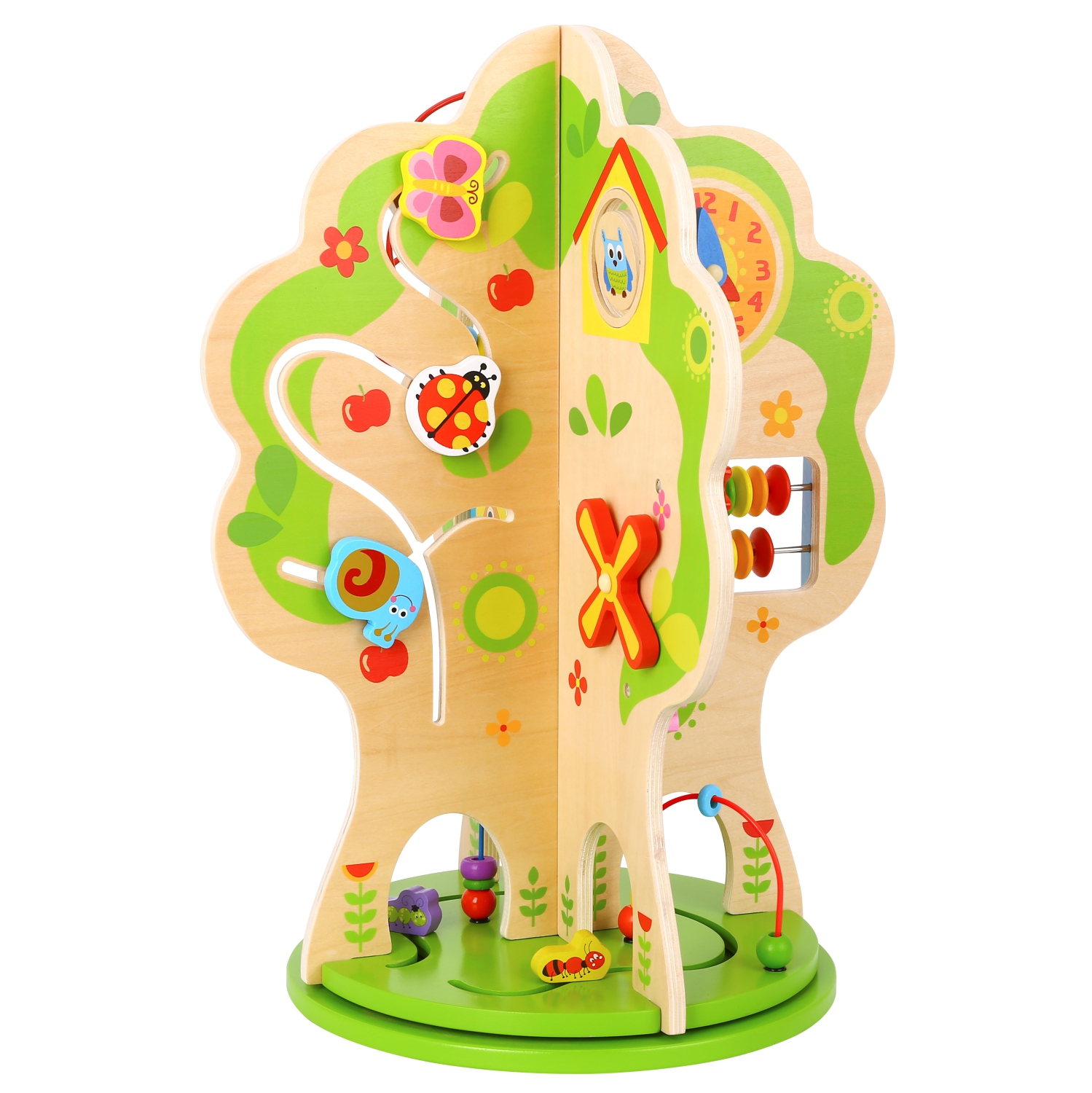 TOOKYLAND Centre d'Activités Rotatif pour Enfants - Arbre Jouet avec Labyrinthe de Perles, Engrenages, Horloge et Plus, 2 Ans +
