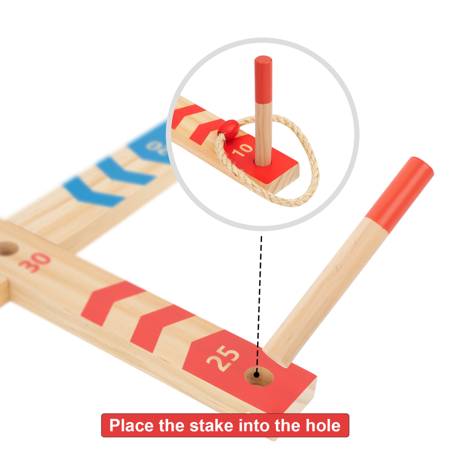 TOOKYLAND Jeu de Lancer d'Anneaux en Bois - 29pcs - Ensemble de Quoits avec Cartes de Pointage et Sac de Transport, 3 Ans +