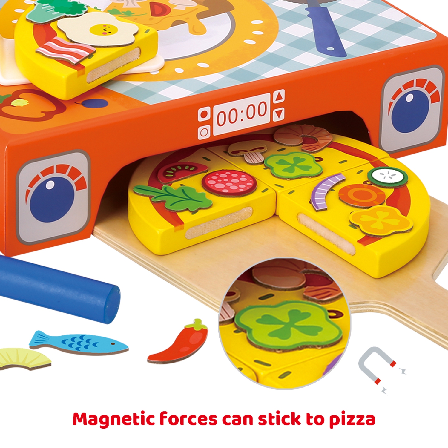 TOOKYLAND Ensemble de Jeu Four à Pizza - 39pcs - Jouet de Cuisine avec Faux Aliments, 3 Ans +