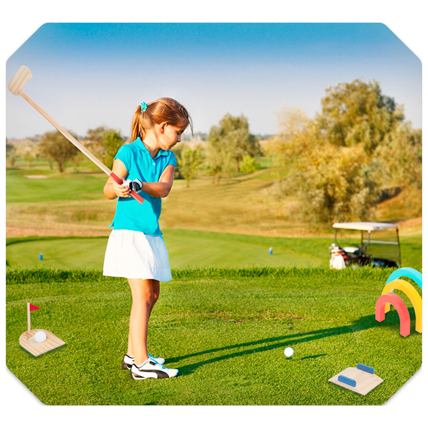 TOOKYLAND Jeu de Golf pour Enfants - 13pcs - Ensemble pour 2 Joueurs avec Sac de Transport, Ages 3+