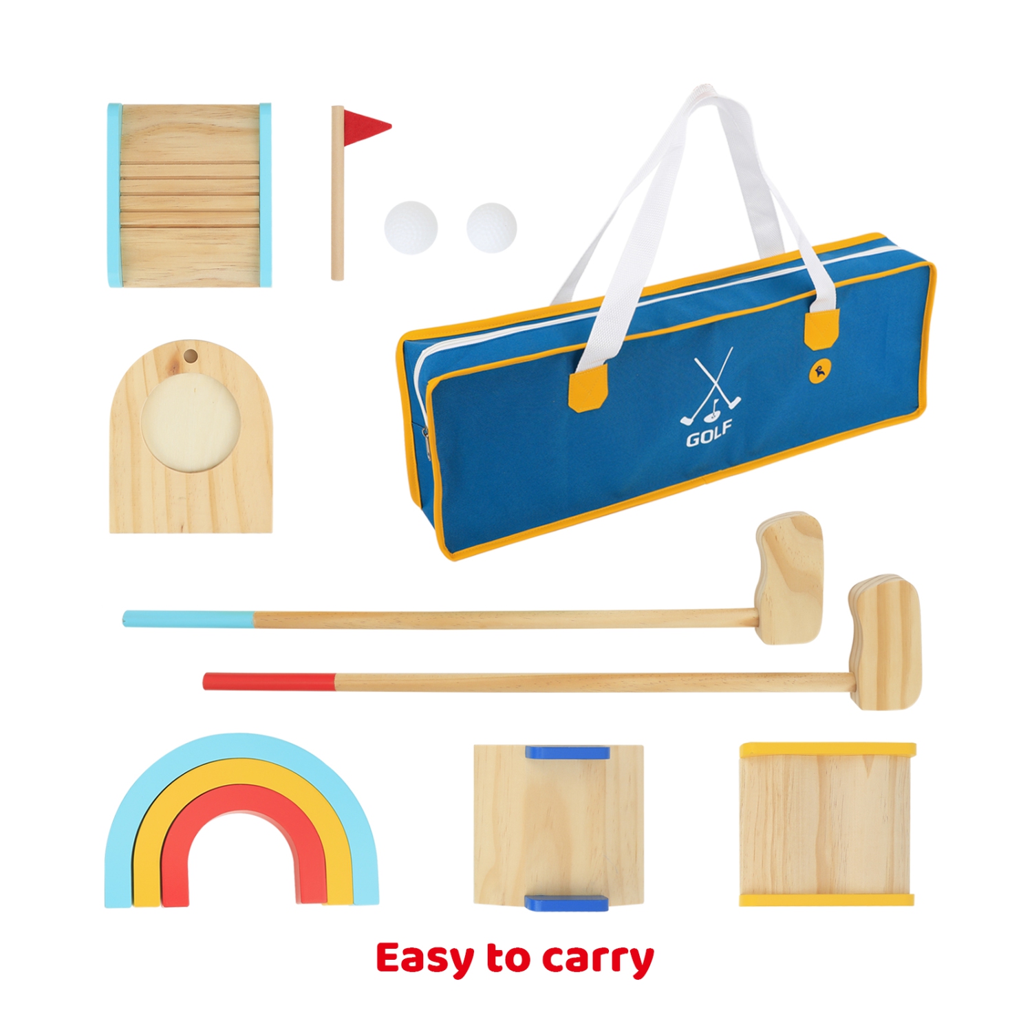 TOOKYLAND Jeu de Golf pour Enfants - 13pcs - Ensemble pour 2 Joueurs avec Sac de Transport, Ages 3+