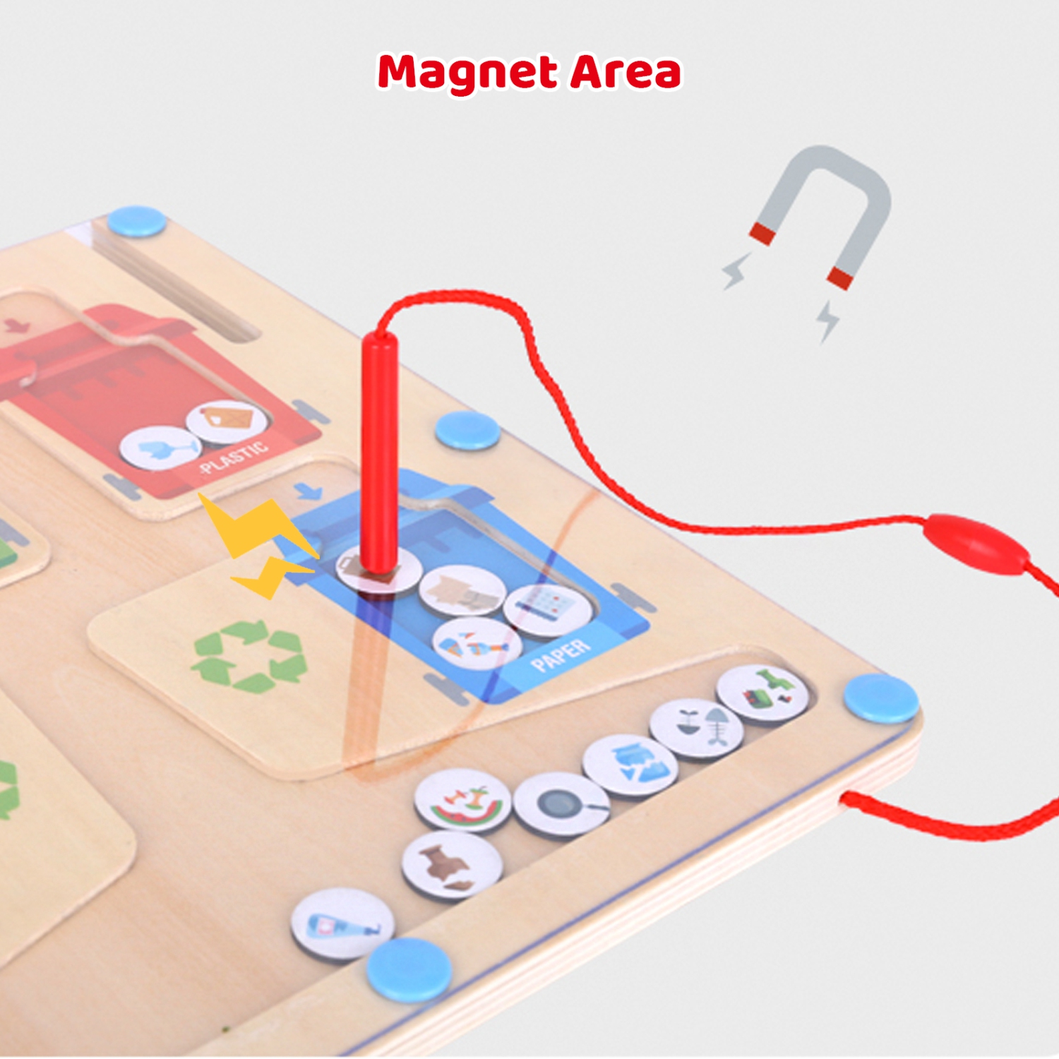 TOOKYLAND Recycling Maze Sorting Game - Magnetic Wand Sorter Toy, Ages 3+