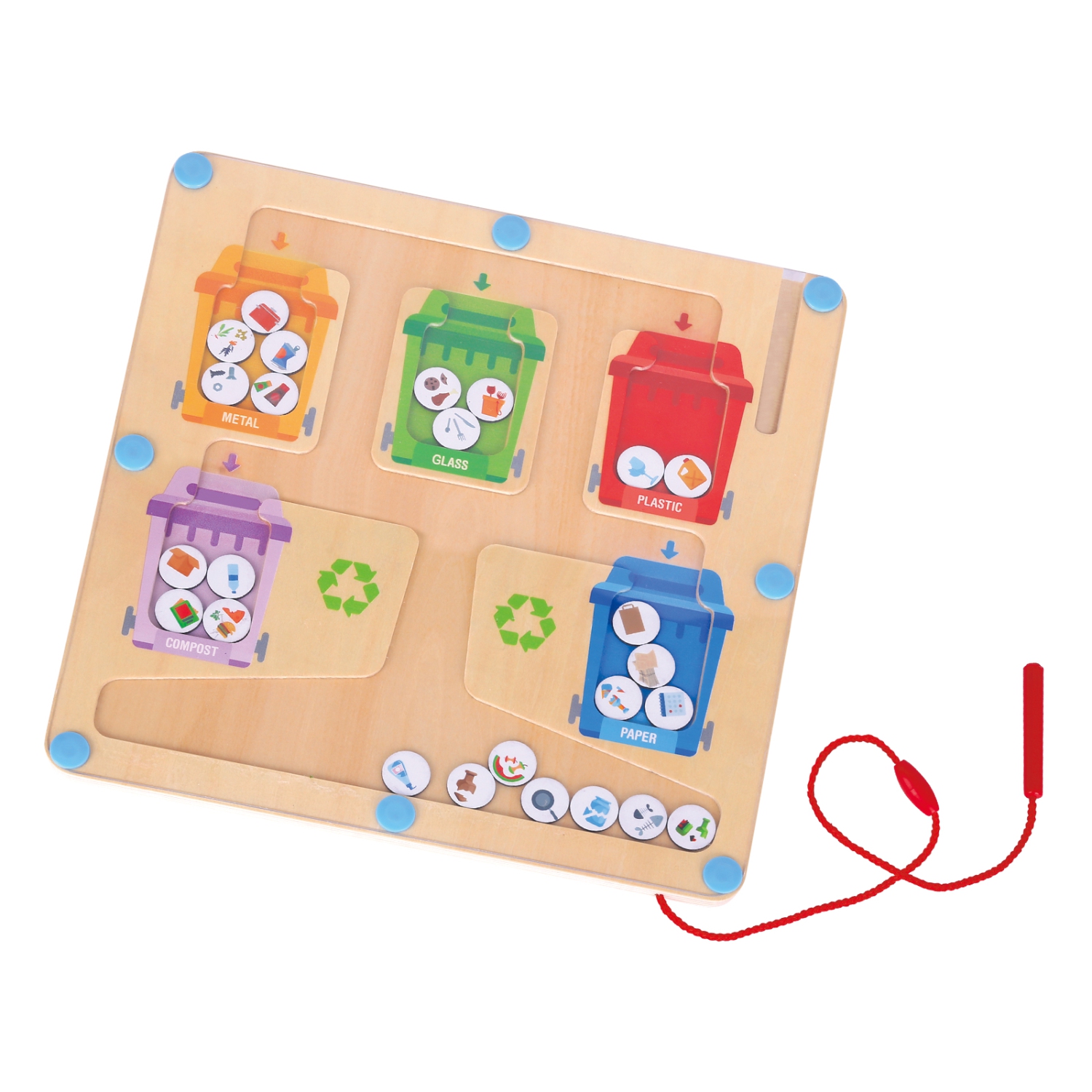 TOOKYLAND Recycling Maze Sorting Game - Magnetic Wand Sorter Toy, Ages 3+
