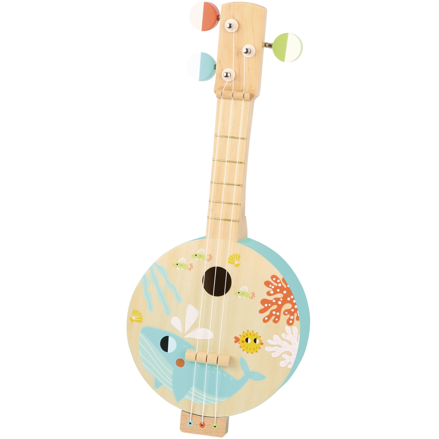 TOOLYLAND Banjo Jouet à 3 Cordes - Guitare Miniature en Bois pour Enfants, 3 Ans et +