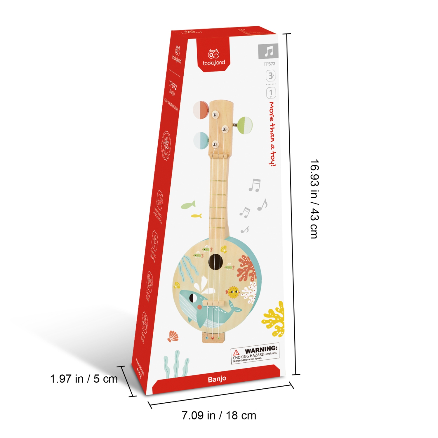 TOOLYLAND Ukulele Jouet à 4 Cordes - Guitare Miniature en Bois pour  Enfants, 3 Ans et +