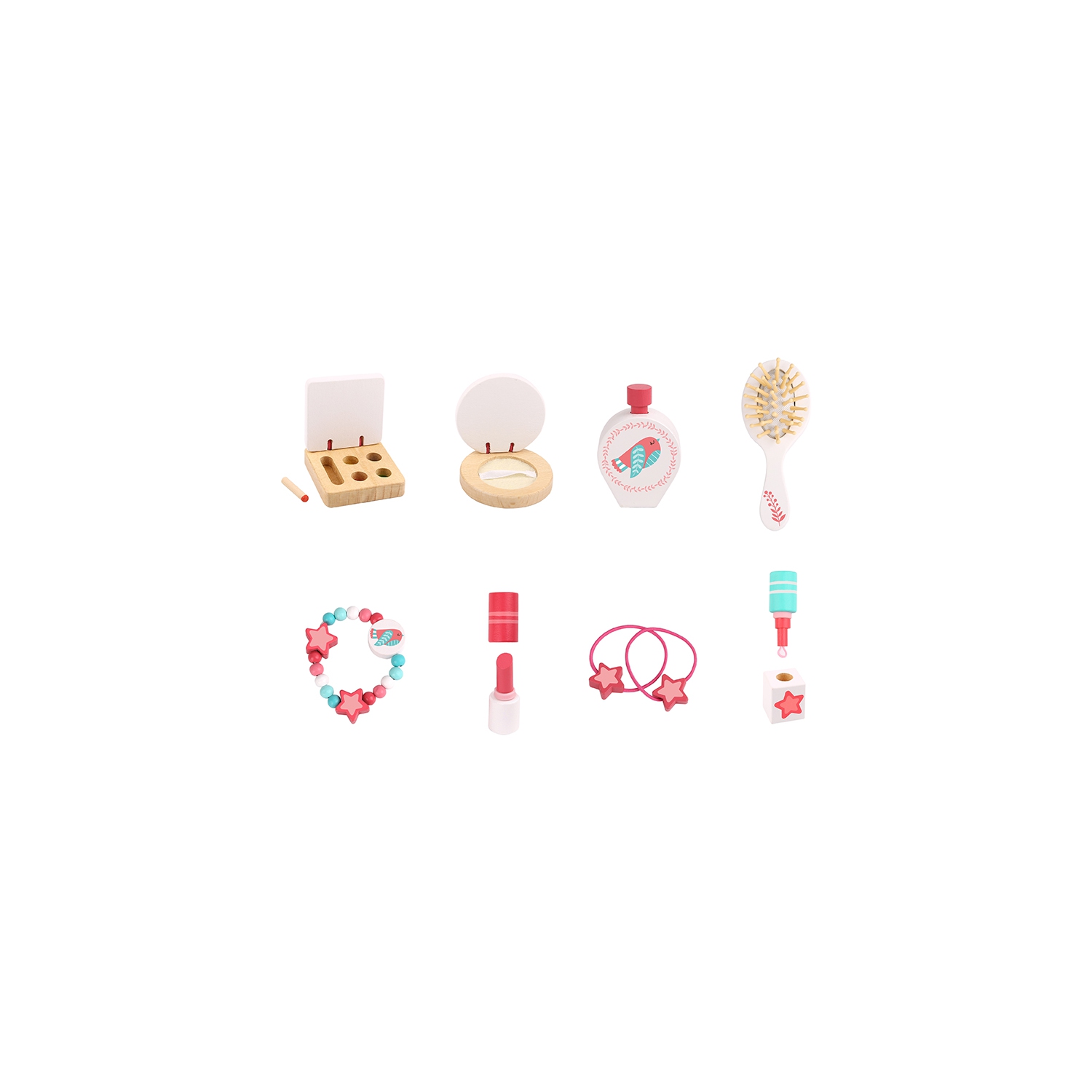 TOOKYLAND Coiffeuse en Bois pour Enfants - 16pcs - Table Jouet de Maquillage et de Coiffure avec Miroir et Accessoires, 3 Ans +