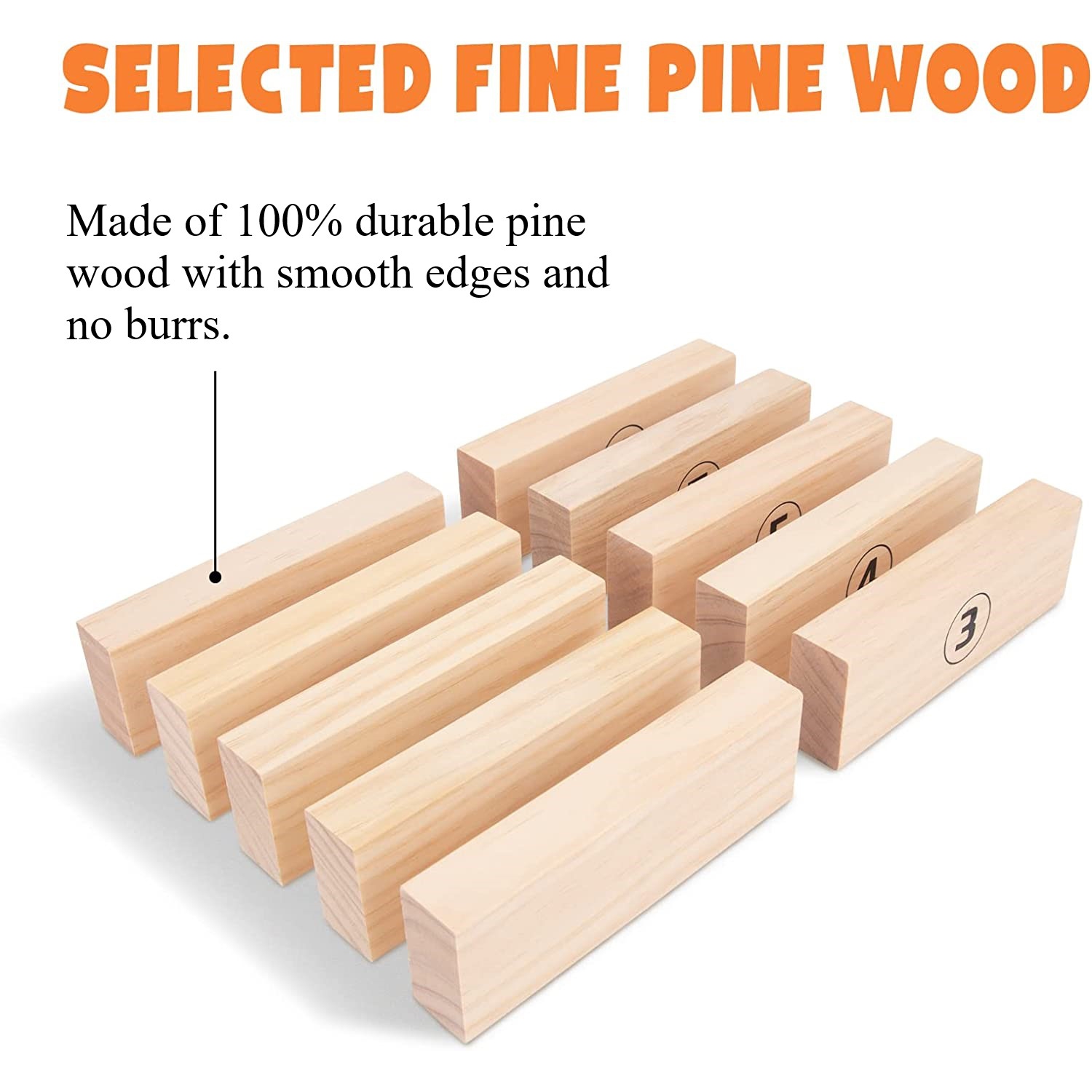 TOOKYLAND Jeu de Blocs en Bois à Empiler Géants - 56pcs - Ensemble de Tour Écroulée avec Sac de Rangement; 3 Ans +