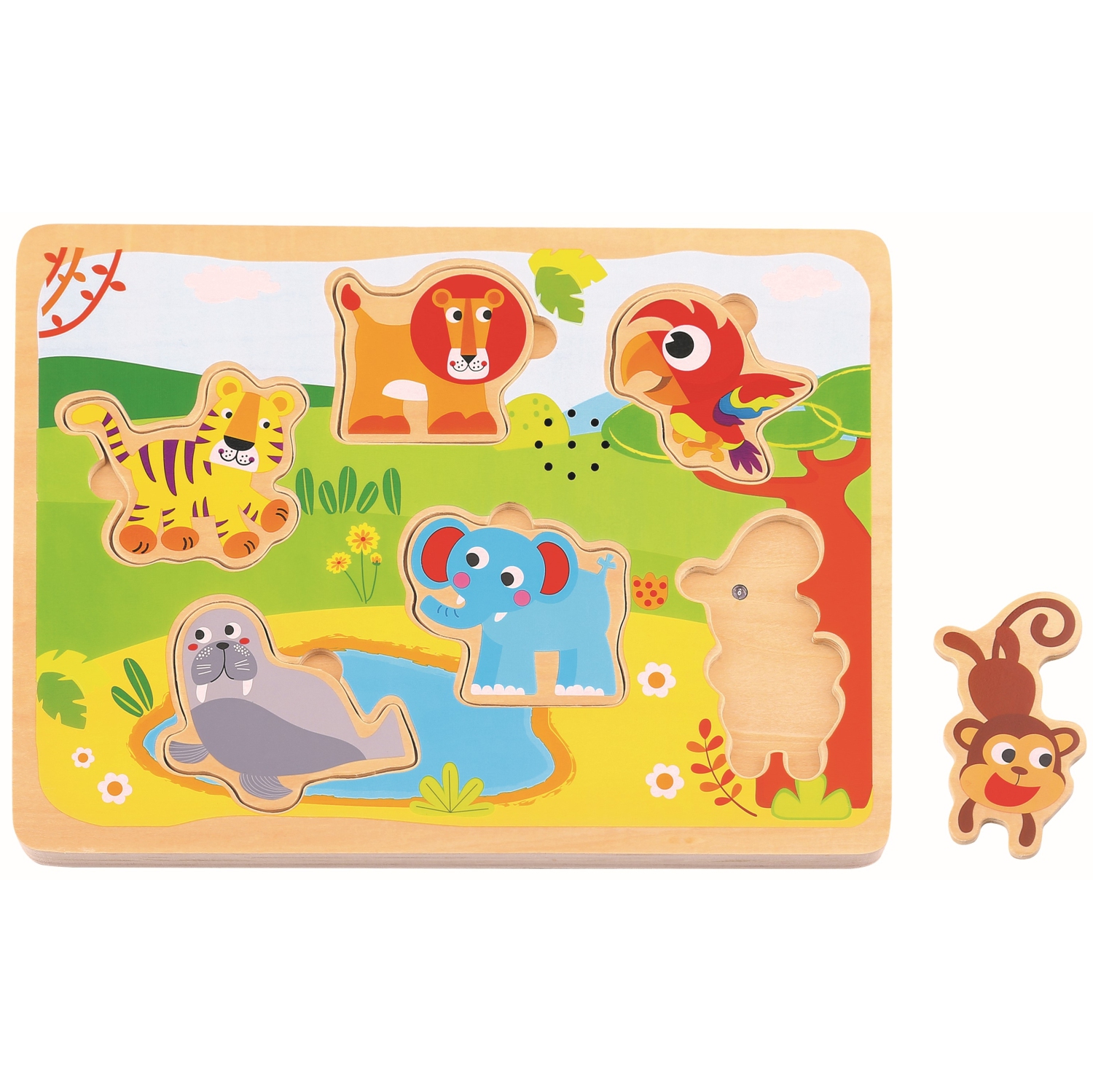 TOOKYLAND Animal Sounds Peg Puzzle - 7pcs - Wooden Puzzle with Sound Effects,  Ages 18m+ | Best Buy Canada