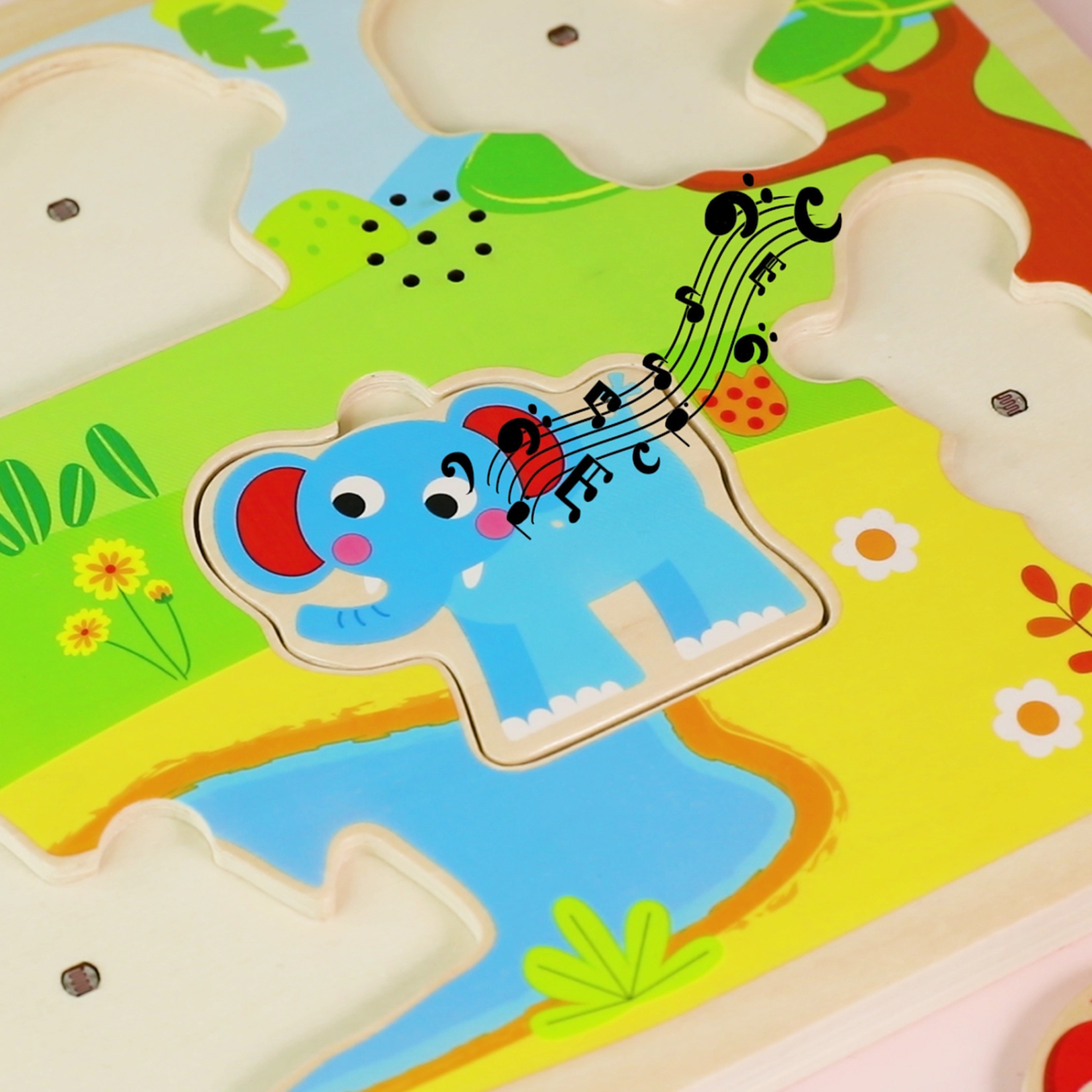 TOOKYLAND Casse-Tête Sonore - 7pcs - Puzzle en Bois avec Effets Sonores, 18 Mois +