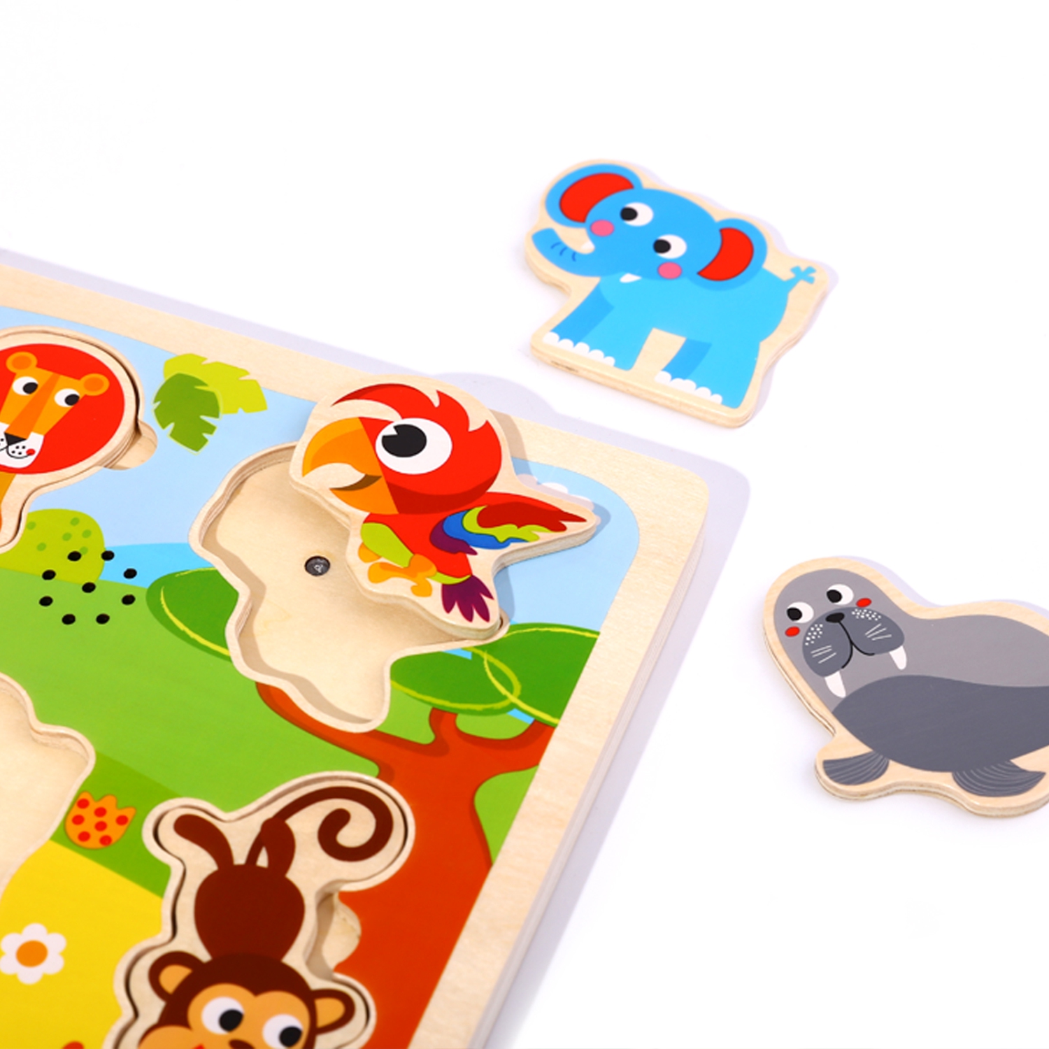 TOOKYLAND Casse-Tête Sonore - 7pcs - Puzzle en Bois avec Effets Sonores, 18 Mois +