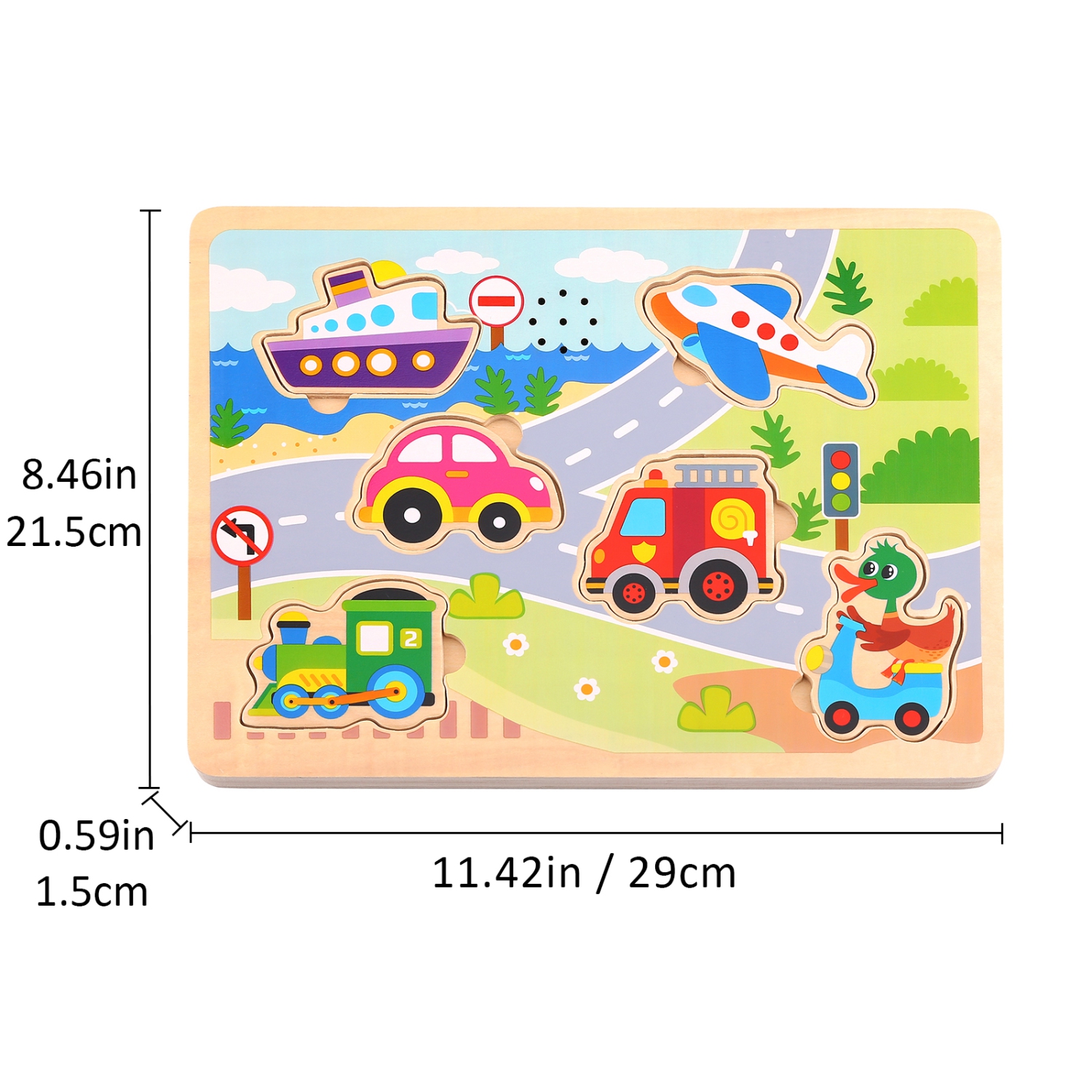 TOOKYLAND Casse-Tête Sonore - 7pcs - Puzzle en Bois avec Effets Sonores, 18 Mois +