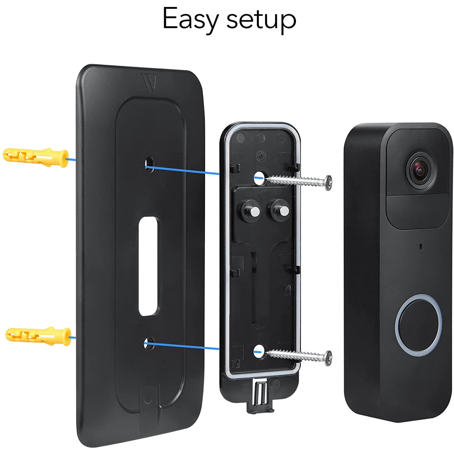 Plaque murale Wasserstein compatible avec la sonnette vidéo Blink - Montage facile pour votre caméra de sonnette vidéo Blink