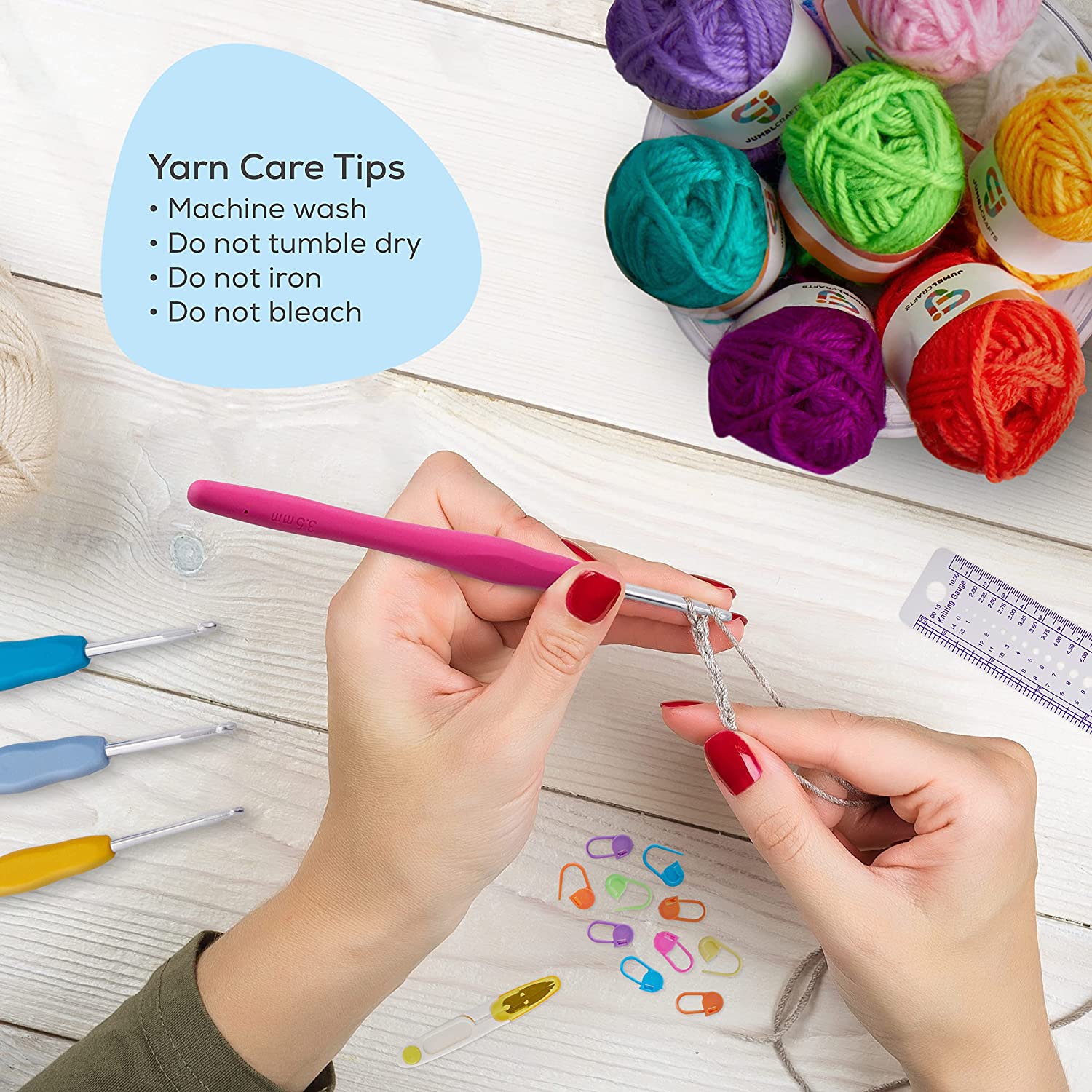 JumblCrafts Crochet Kit with Crochet Hooks, Crochet Needle and Yarn Set