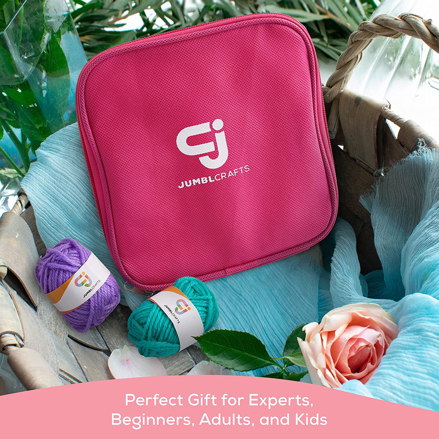 JumblCrafts Crochet Kit with Crochet Hooks, Crochet Needle and Yarn Set