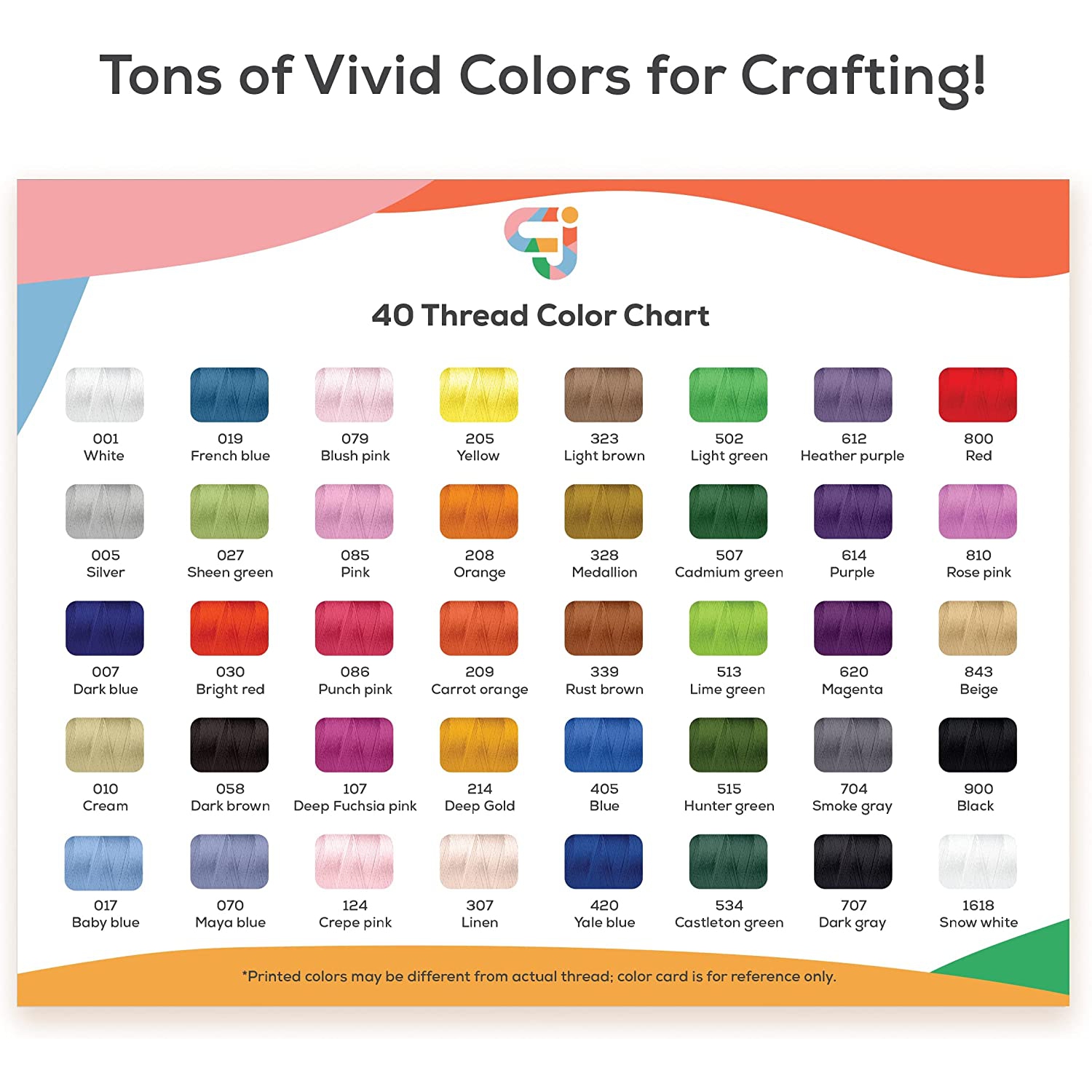 Ensemble de fils de broderie en 40 couleurs de JumblCrafts – bobines de fil épais de 500 M.