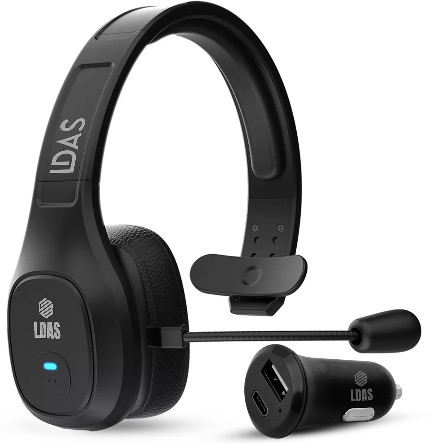 Casque Bluetooth LDAS Trucker V5.2, casque sans fil avec micro muet pour  téléphones portables, casque Bluetooth sur l'oreille avec mode sans fil et  filaire pour camionneur, bureau à domicile, Skype