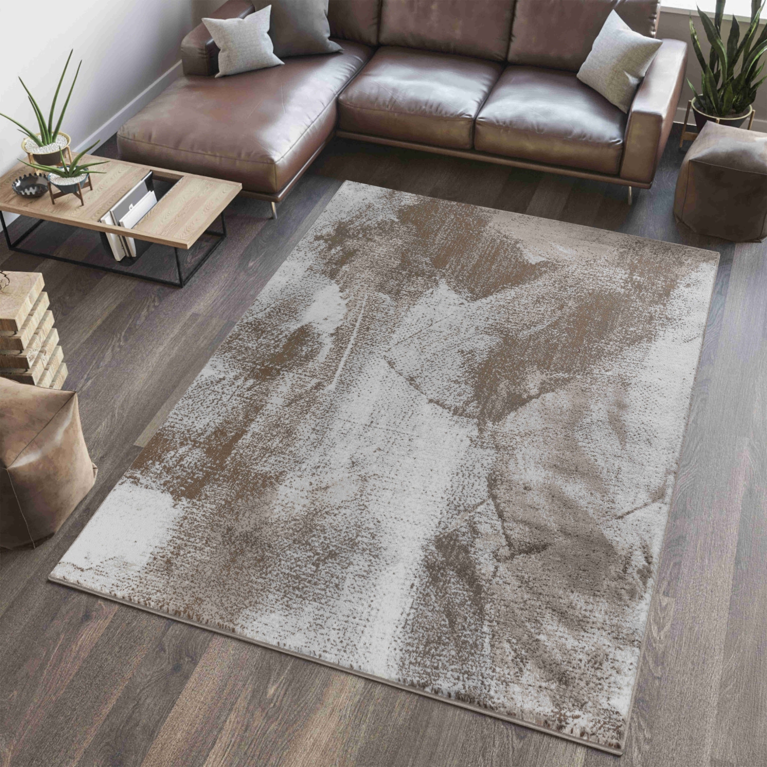 Rug Branch Marco Modern Abstract Brown/Beige Indoor Area Rug