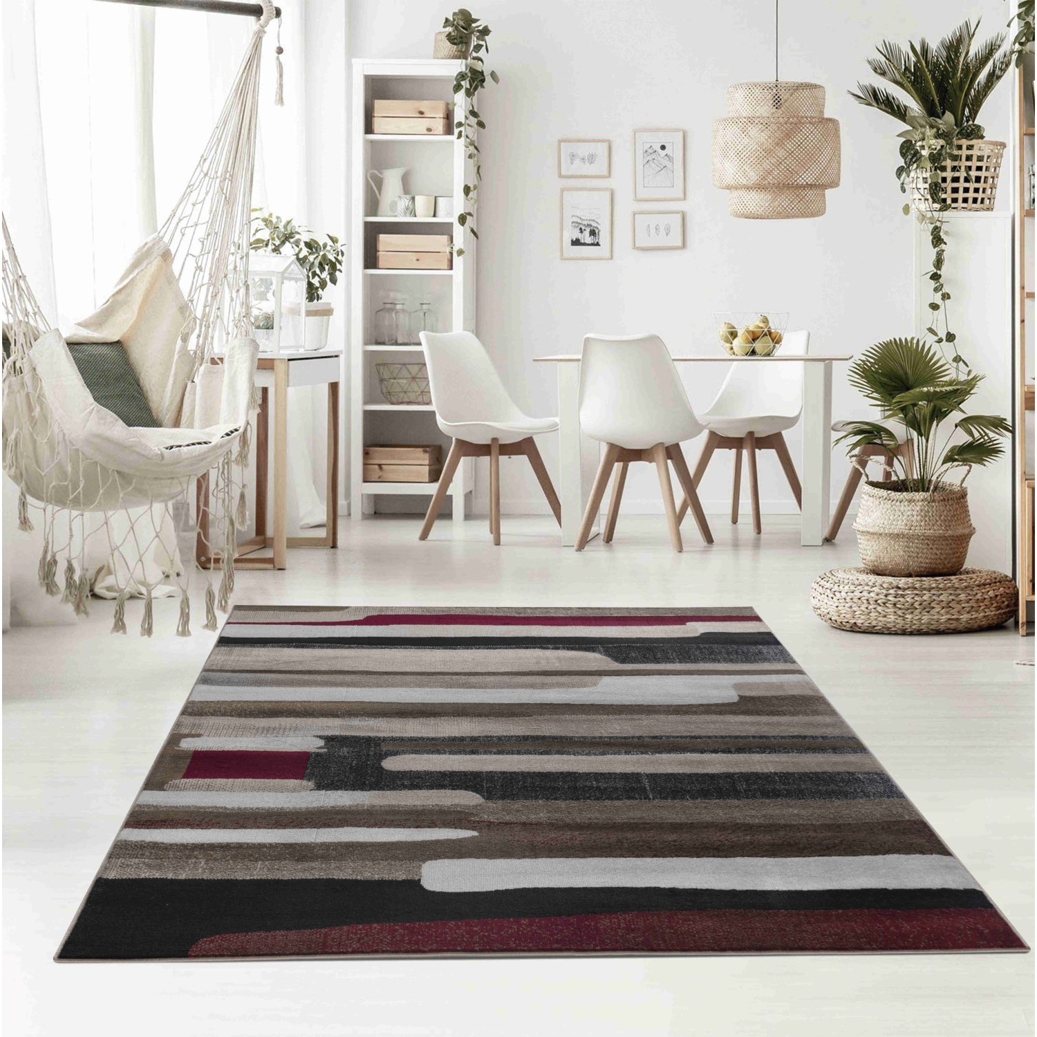 Rug Branch Zaman Contemporary Abstract Brown/Red Indoor Area Rug