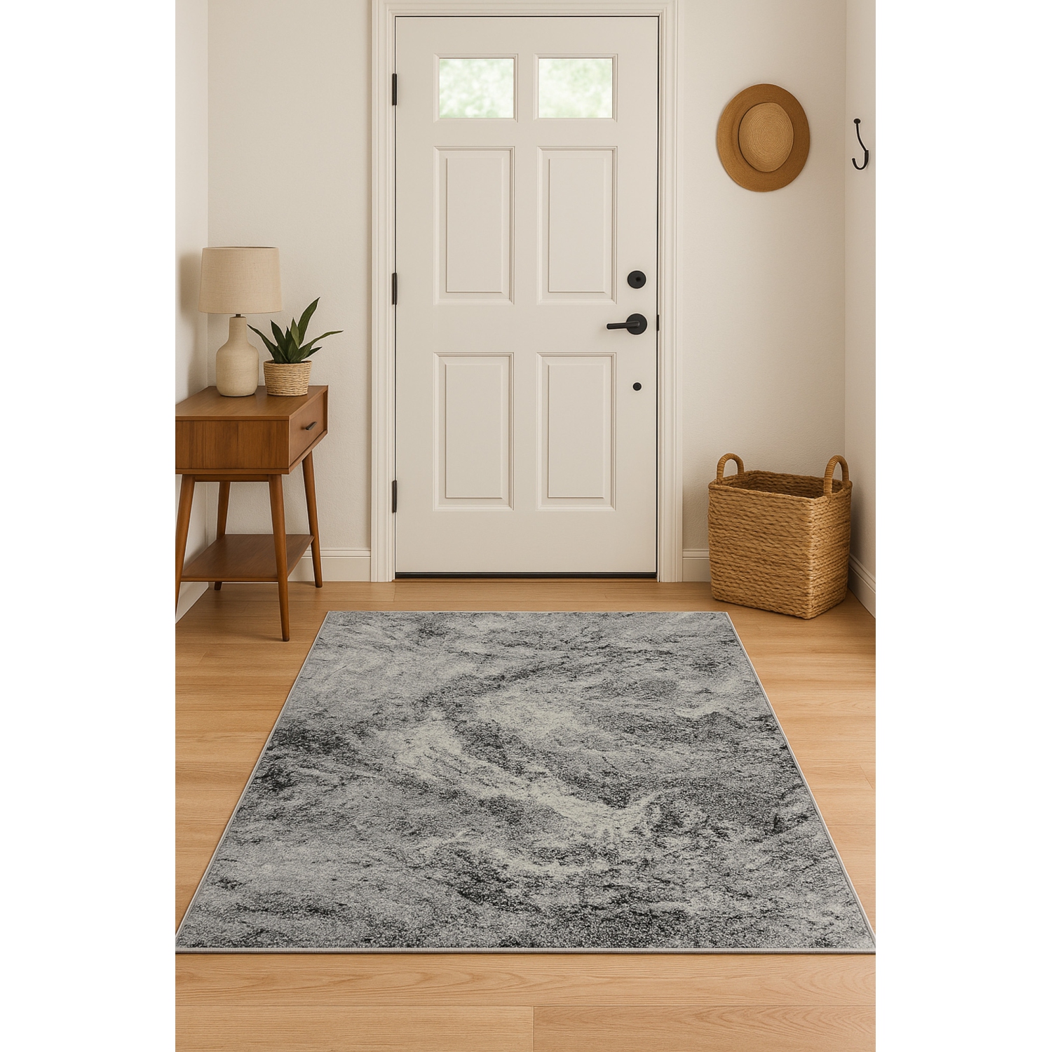 Rug Branch Micah Contemporary Abstract Marble Grey/Black Indoor Area Rug