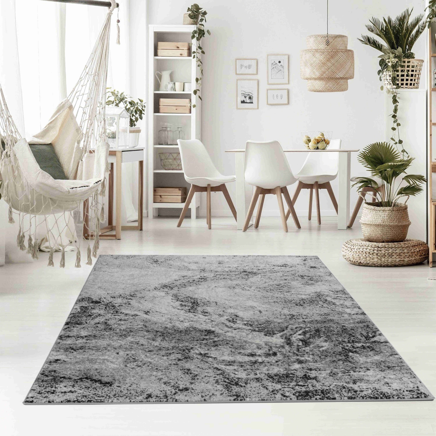 Rug Branch Micah Contemporary Abstract Marble Grey/Black Indoor Area Rug