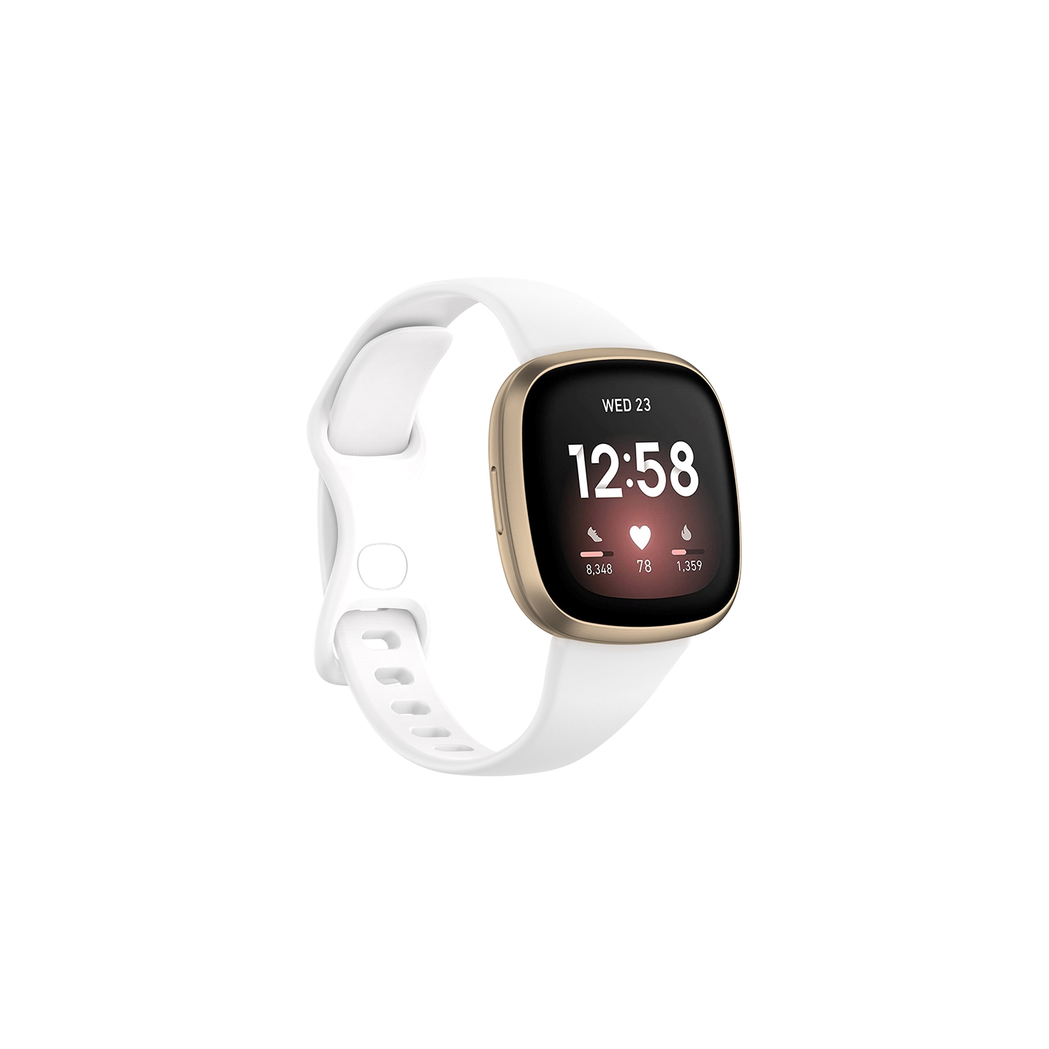 StrapsCo Slim Rubber Strap for Fitbit Versa 4 - Short-Medium - White