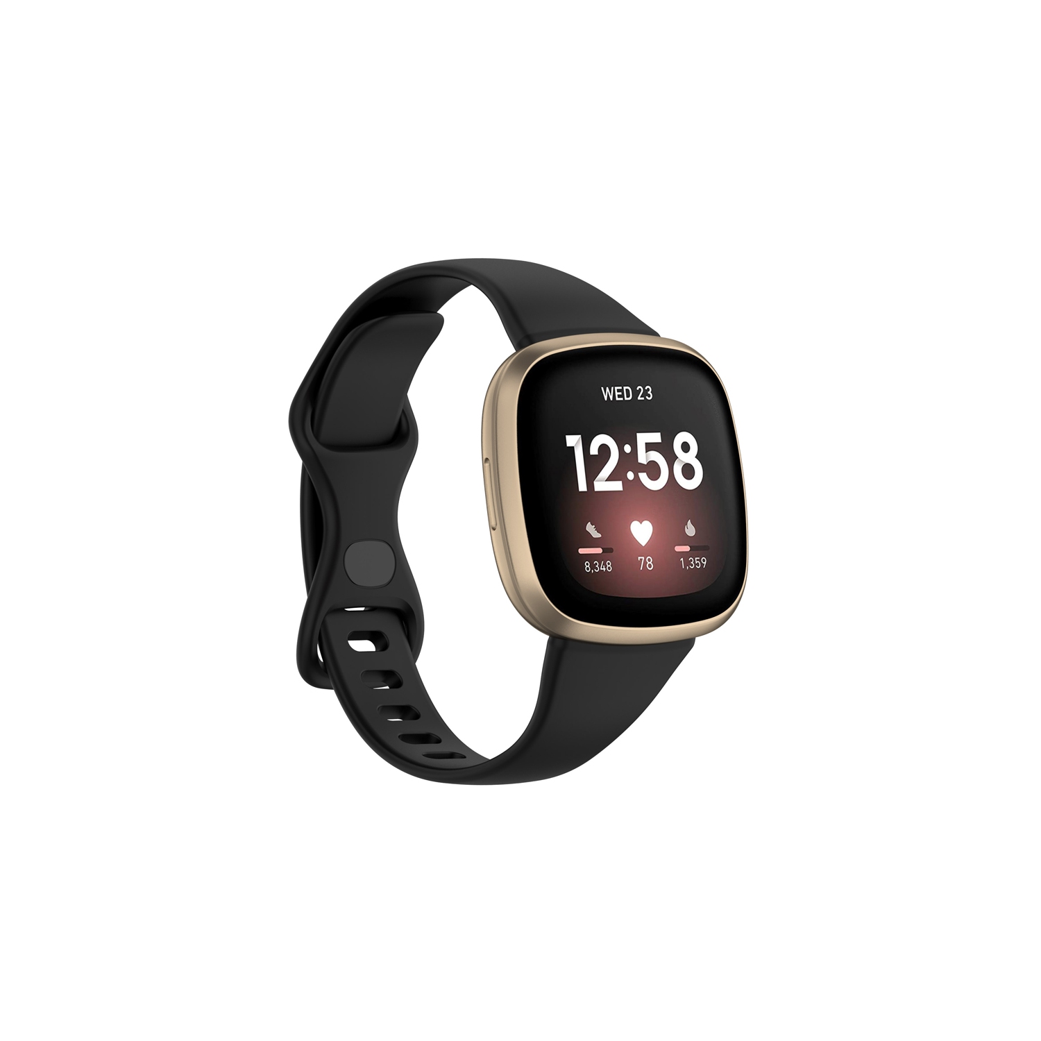 StrapsCo Slim Rubber Strap for Fitbit Versa 4 - Short-Medium - Black