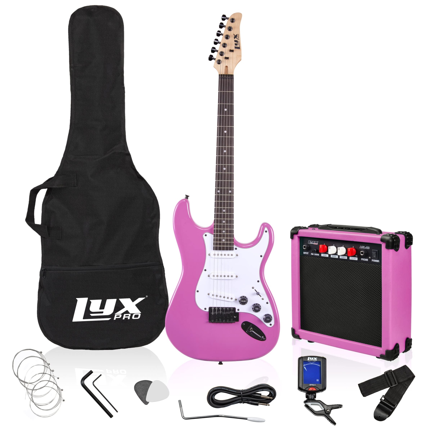 LyxPro Beginner 39” Electric Guitar & Electric Guitar Accessories, Retro Purple