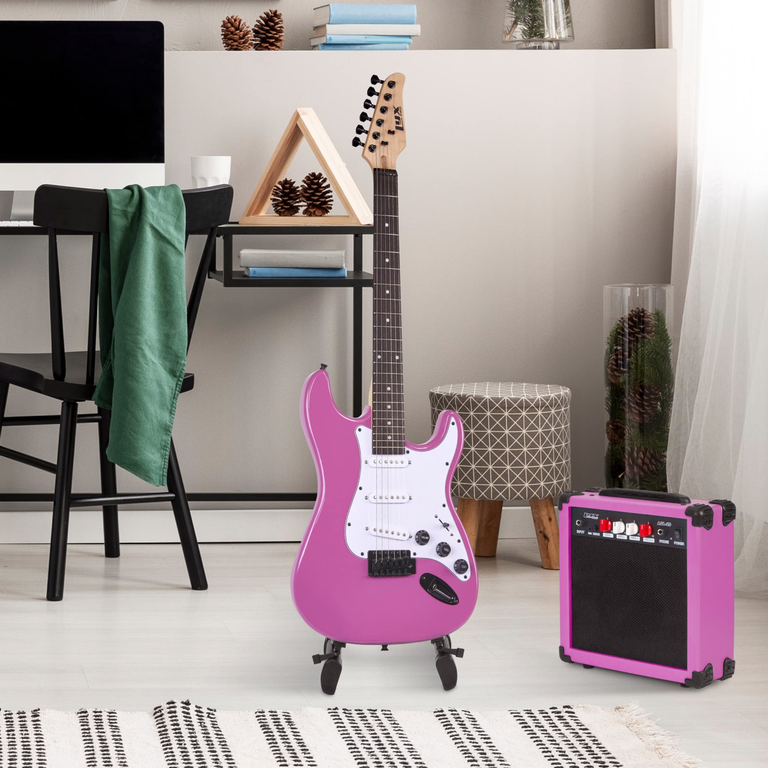 LyxPro – Accessoires pour guitare électrique et guitare électrique débutant 39 po, violet rétro