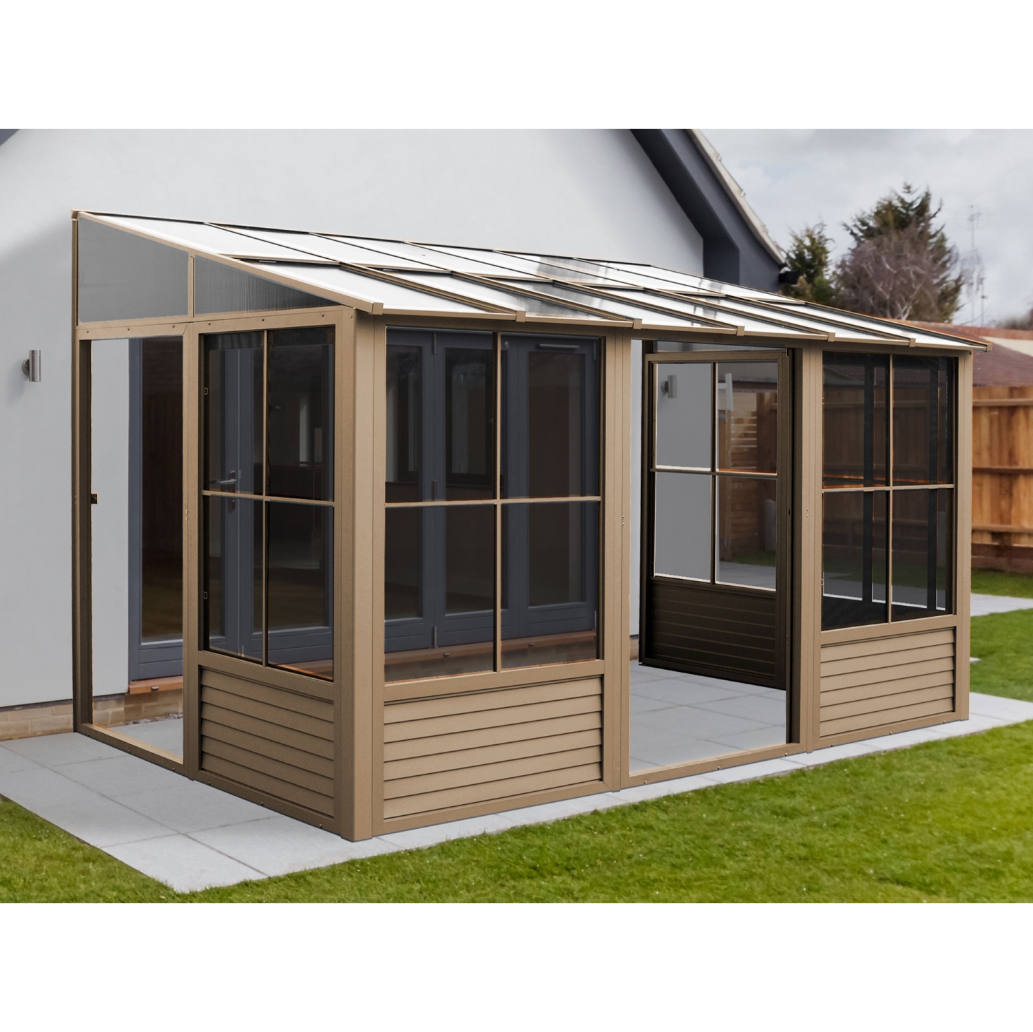 Florence Add-A-Room avec toit en polycarbonate, 10 pi X 16 pi Dans le sable
