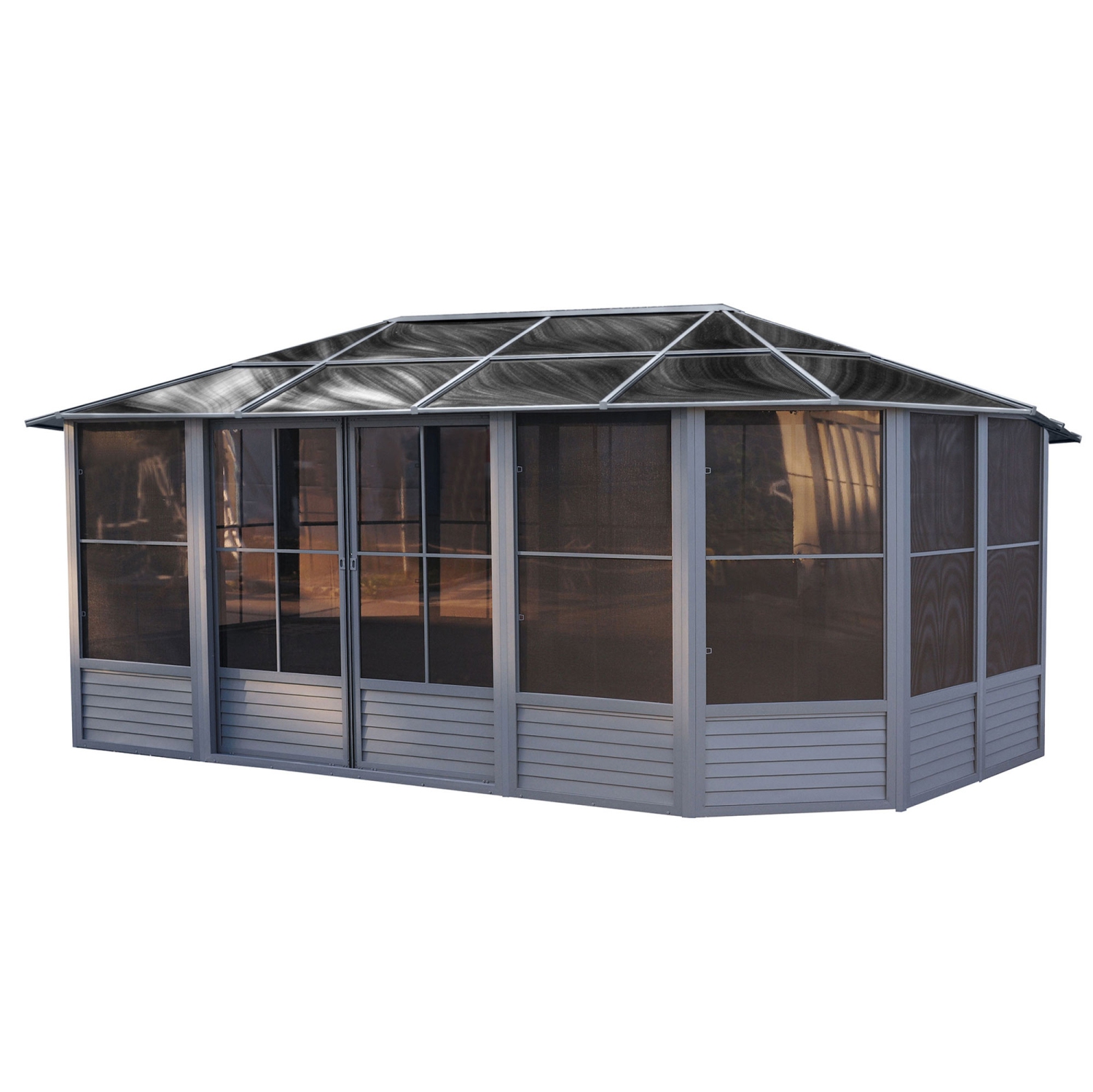 Solarium Florence avec toit en polycarbonate, 12 pi X 18 pi En ardoise