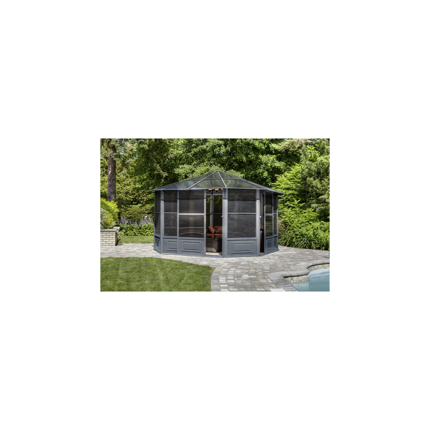 Florence Solarium avec Toit en polycarbonate 12 Ft. x 12 Ft. couleur Gris