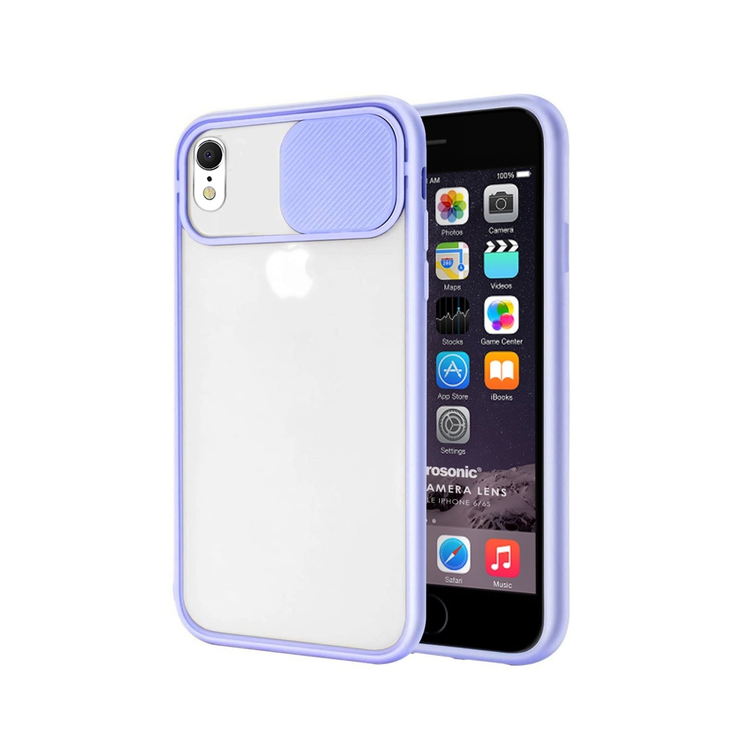 For Apple iPhone XR Purple Case Shockproof TPU Smart Camera Protector Slide Back Cover