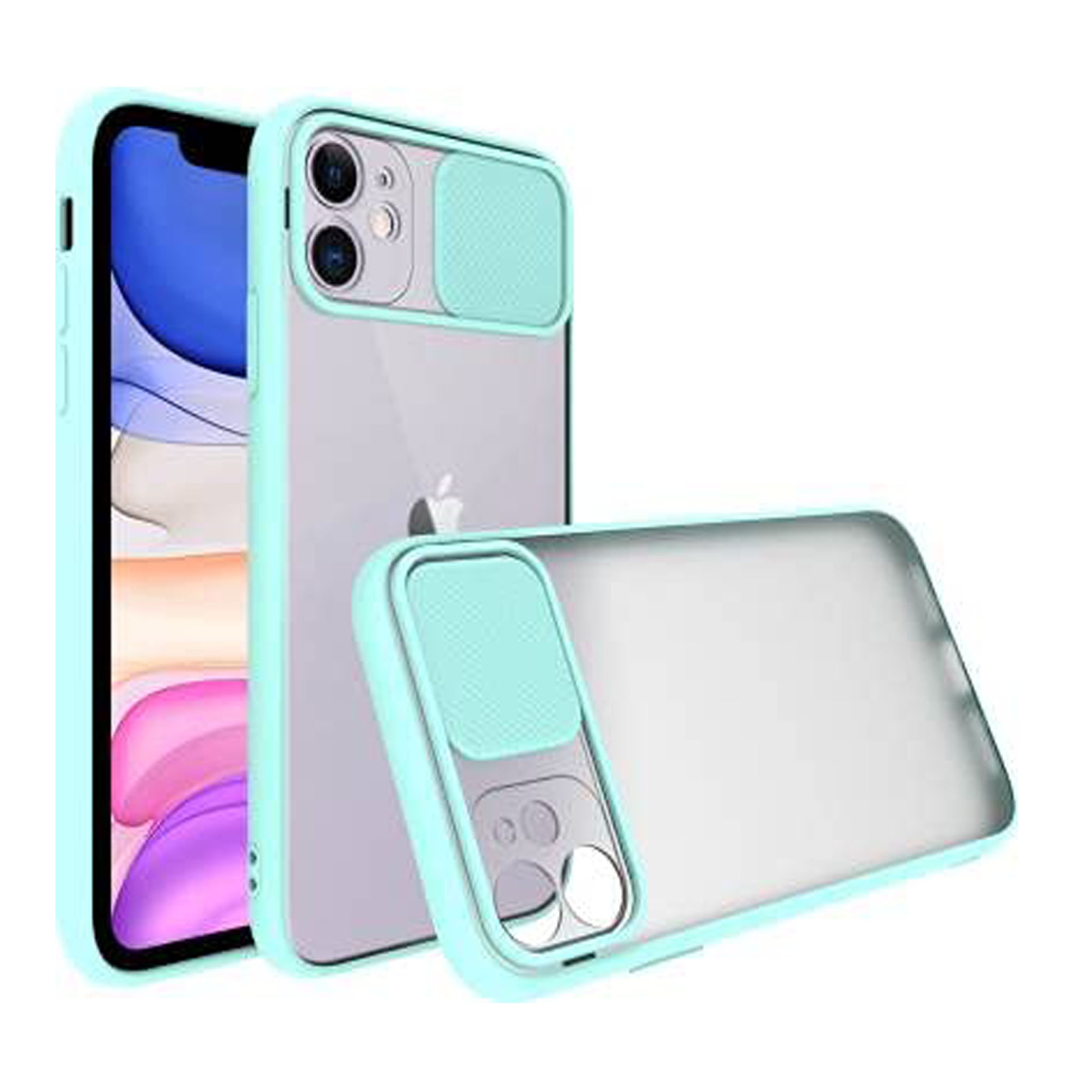 For Apple iPhone 11 Sky Blue Case Shockproof TPU Smart Camera Protector Slide Back Cover