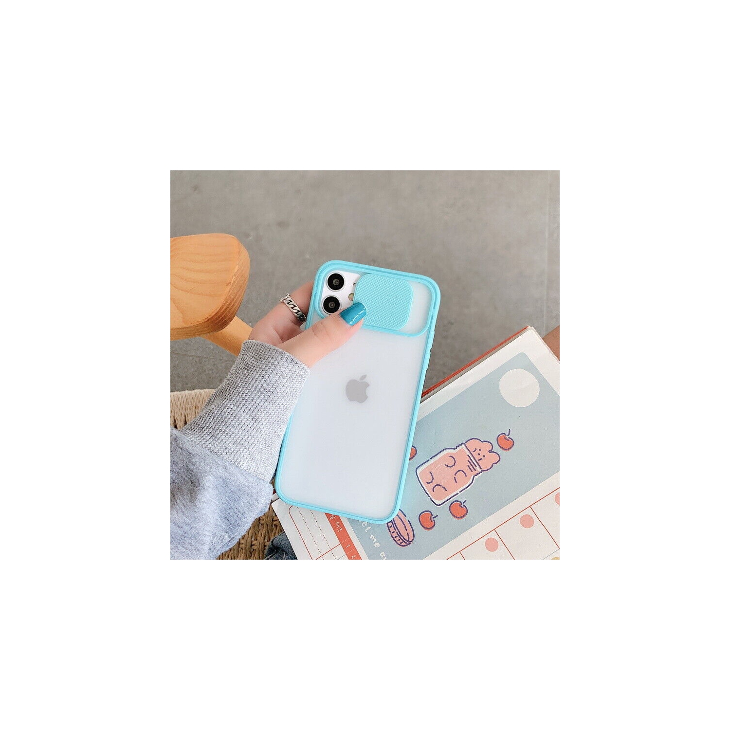 For Apple iPhone 11 Sky Blue Case Shockproof TPU Smart Camera Protector Slide Back Cover
