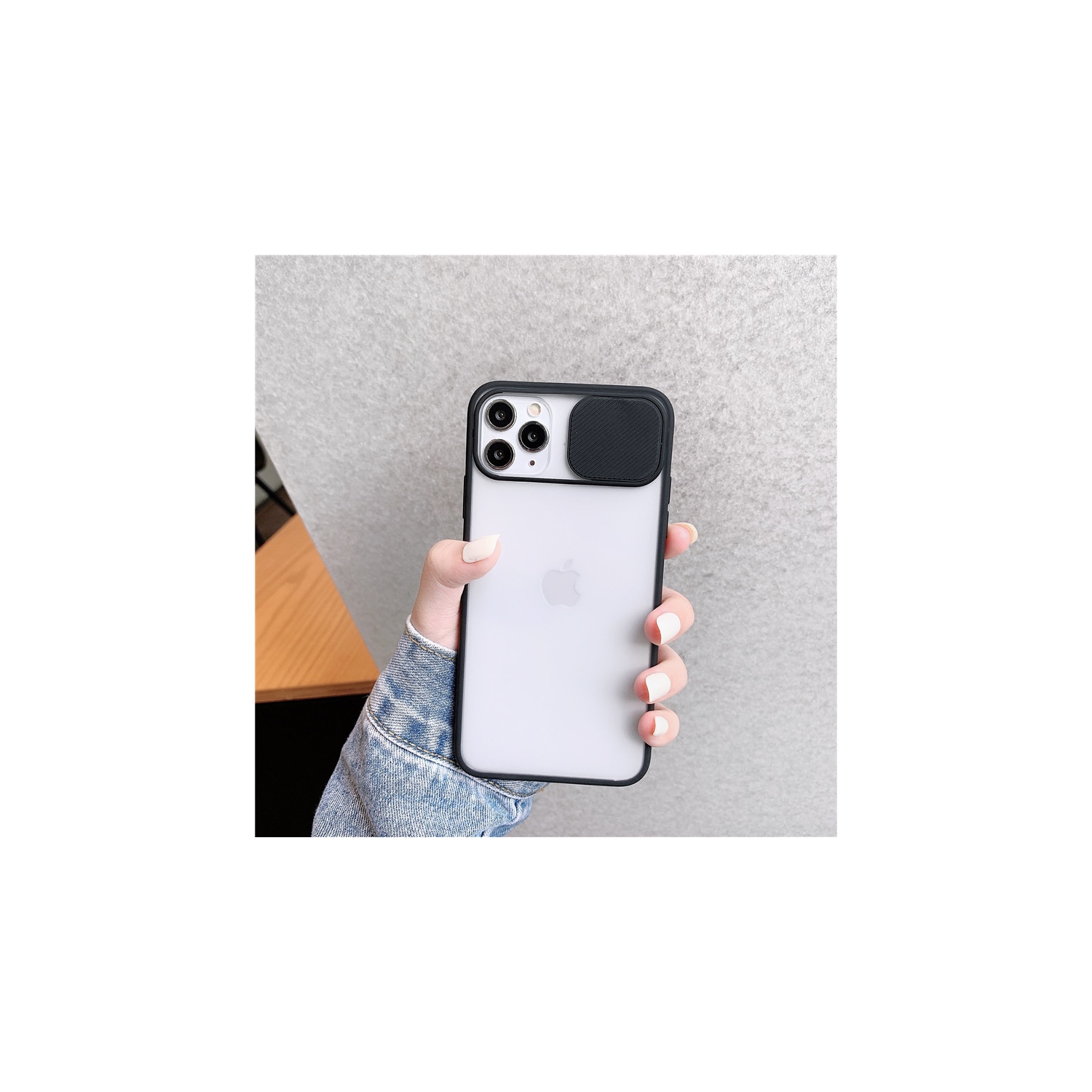 For Apple iPhone 11 Pro Max Black Case Shockproof TPU Smart Camera Protector Slide Back Cover