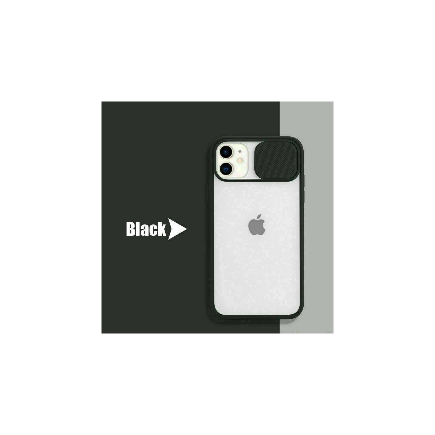 For Apple iPhone 11 Pro Max Black Case Shockproof TPU Smart Camera Protector Slide Back Cover