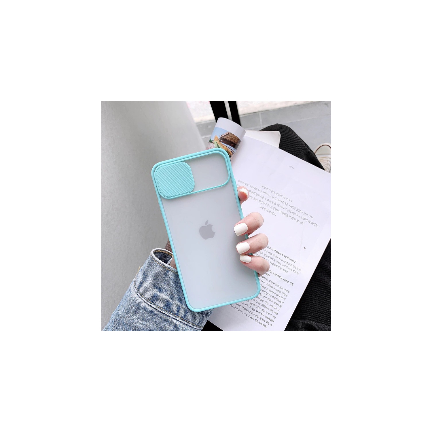 For Apple iPhone 11 Pro Max Sky Blue Case Shockproof TPU Smart Camera Protector Slide Back Cover