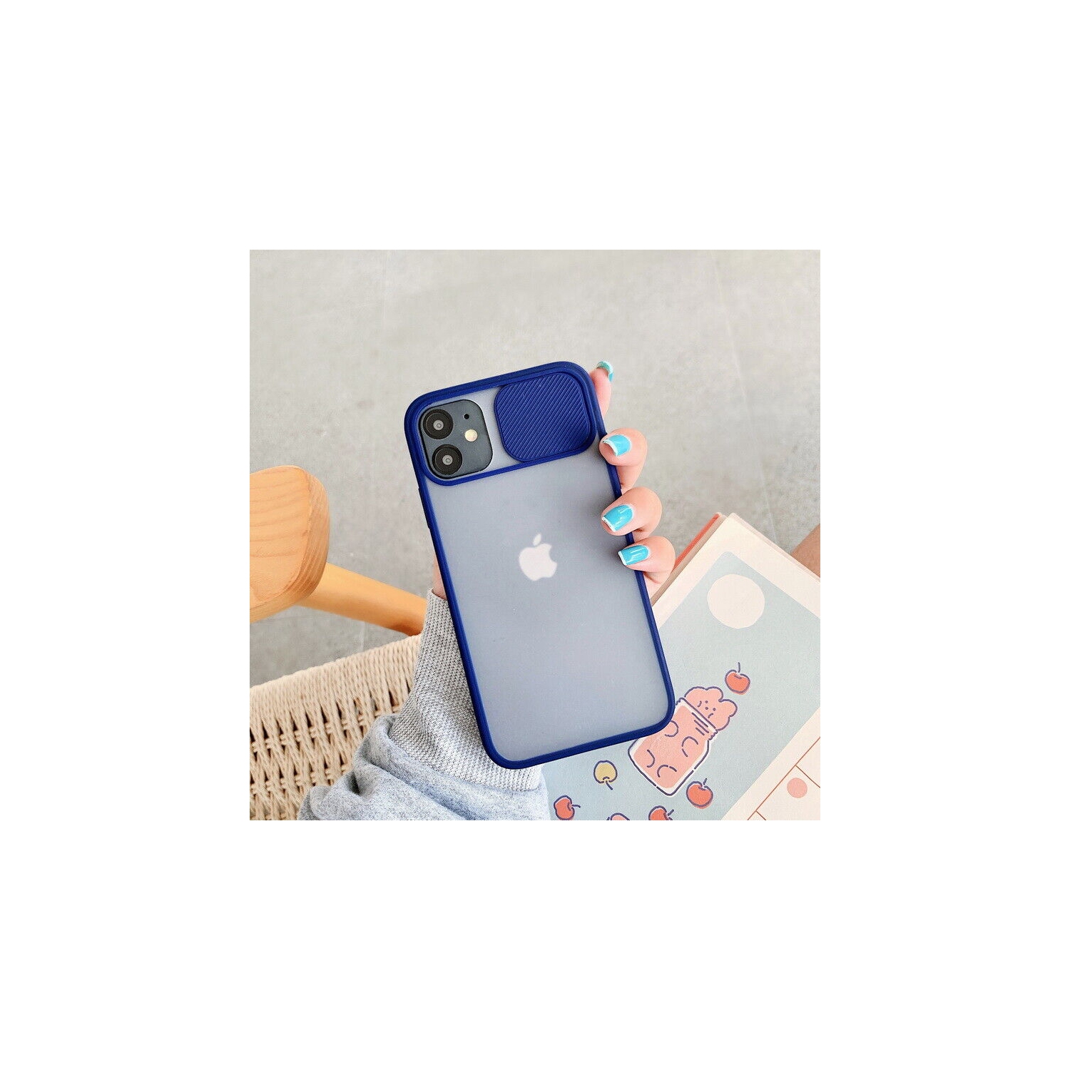 For Apple iPhone 11 Pro Max Blue Case Shockproof TPU Smart Camera Protector Slide Back Cover