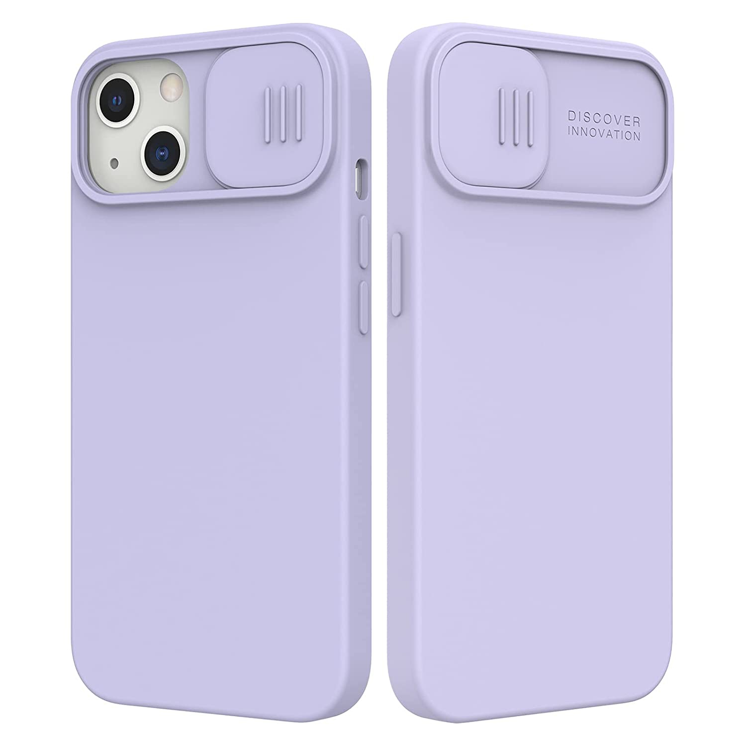 Hard PC and TPU Phone Case with Sliding Camera Protection for iPhone 13 6.1 inch with wireless charging - Purple