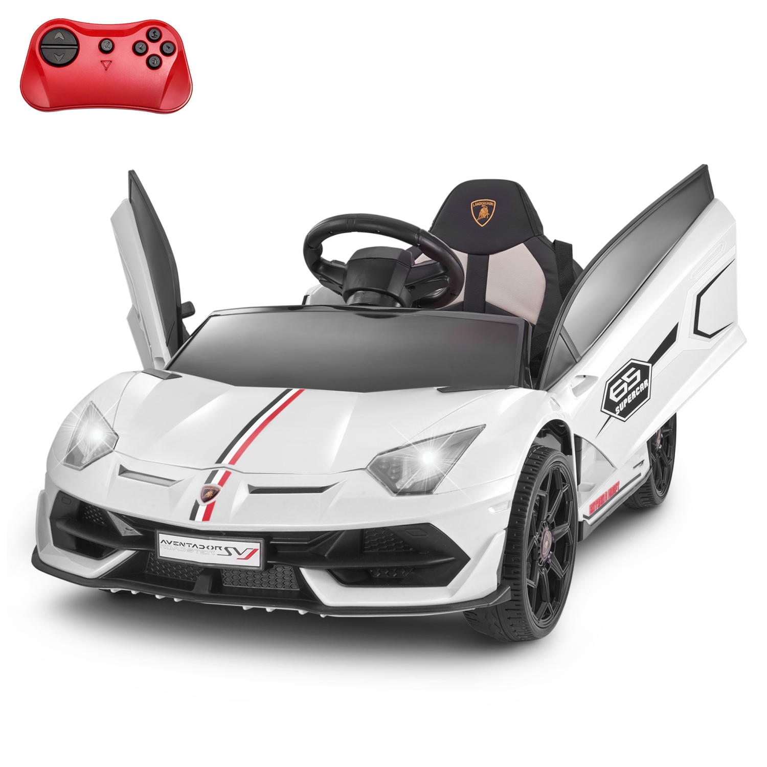 VOLTZ TOYS 12V Licensed Lamborghini Aventador SVJ with Custom Stickers and  Remote Control (White) | Best Buy Canada