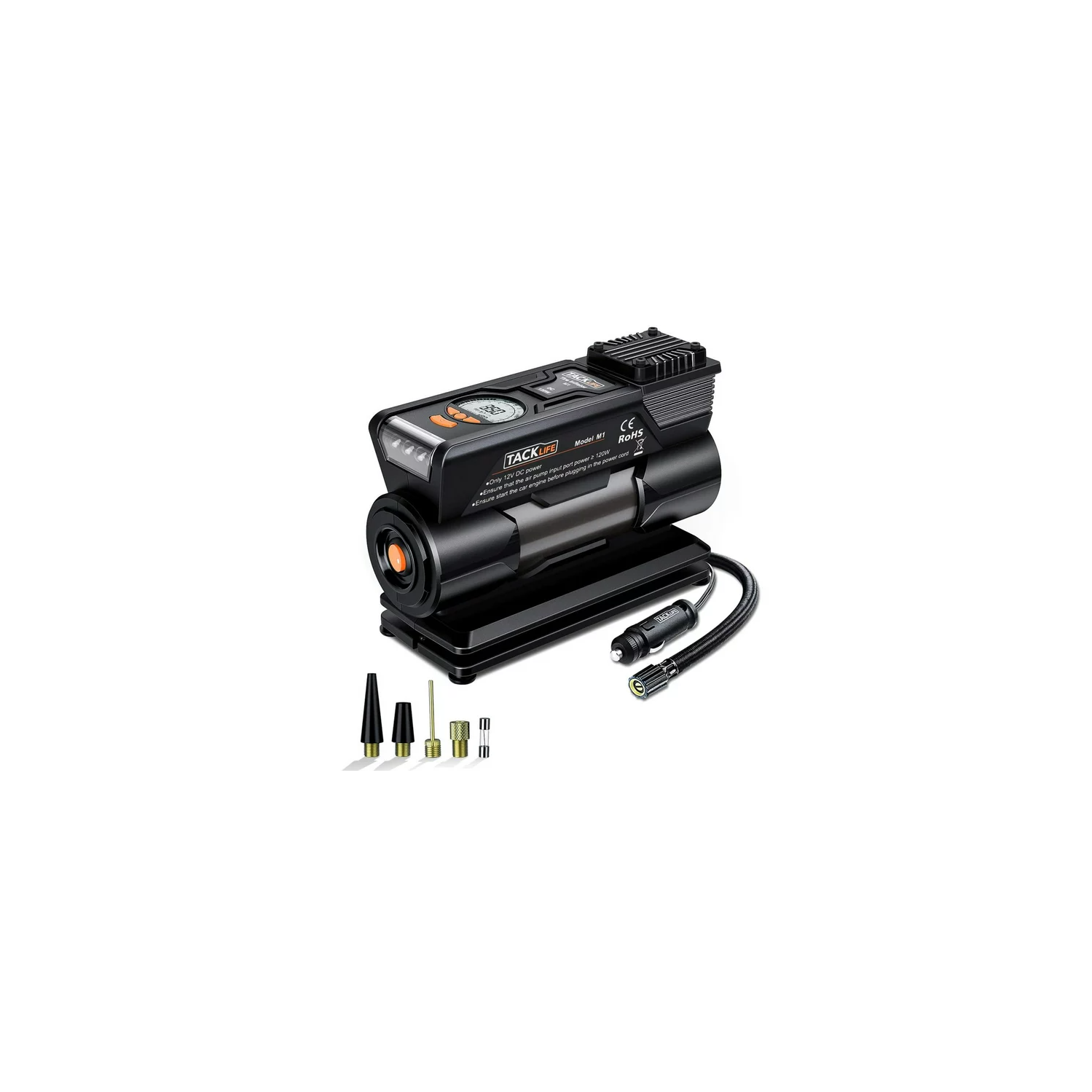Gonfleur de pneus TACKLIFE M1, mini pompe à compresseur d'air numérique DC 12&nbsp;V - M1