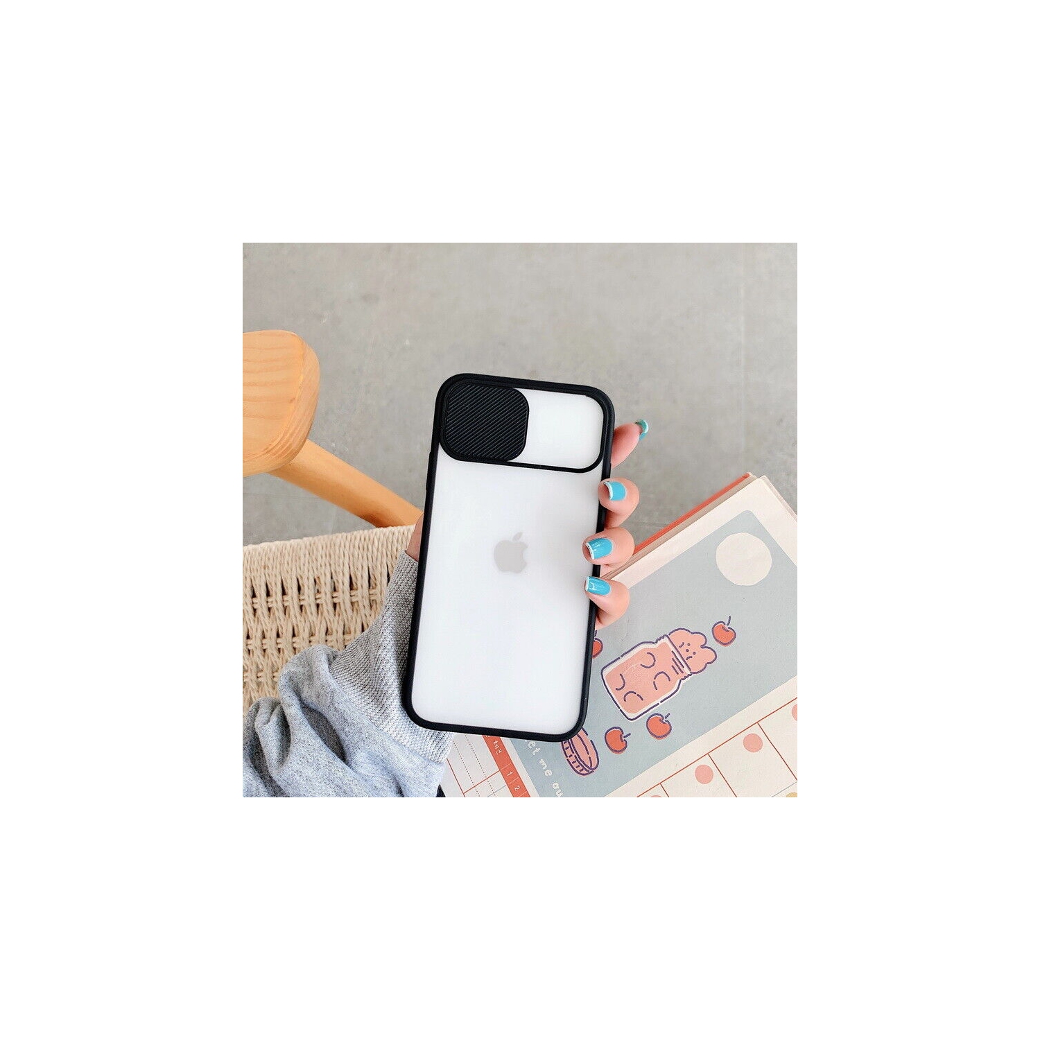 For Apple iPhone 13 Pro Black Case Shockproof TPU Smart Camera Protector Slide Back Cover