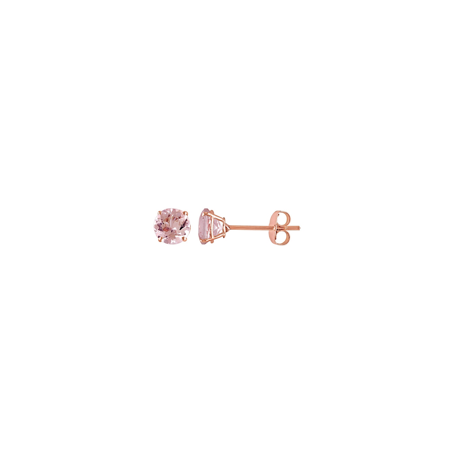 Classic Round-Cut Morganite Stud Earrings in 10K Rose Gold