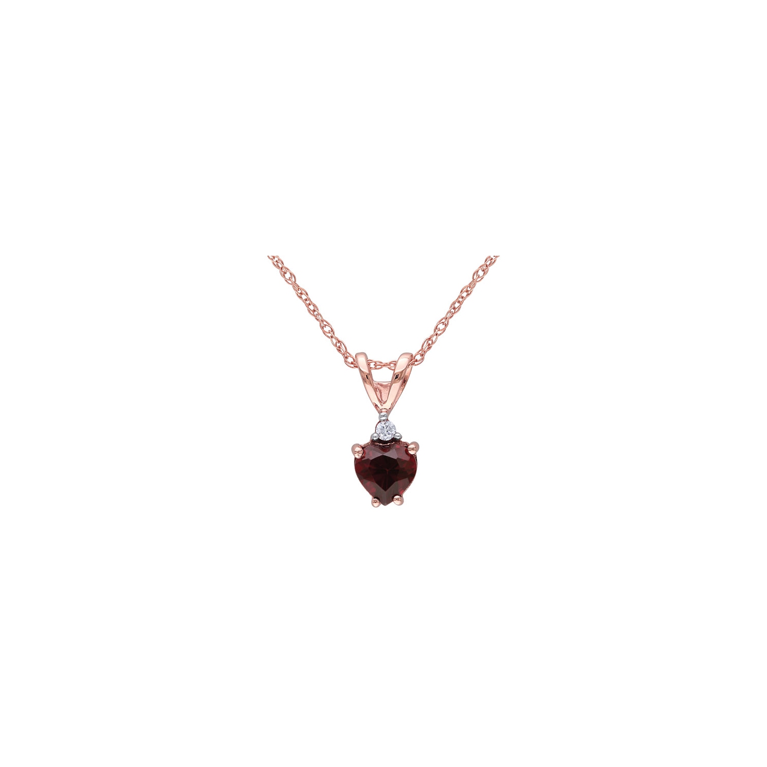 Amour Modern 10K Rose Gold Chain with Heart-Cut Garnet & 0.02ctw I1-I2 Diamond Pendant Necklace